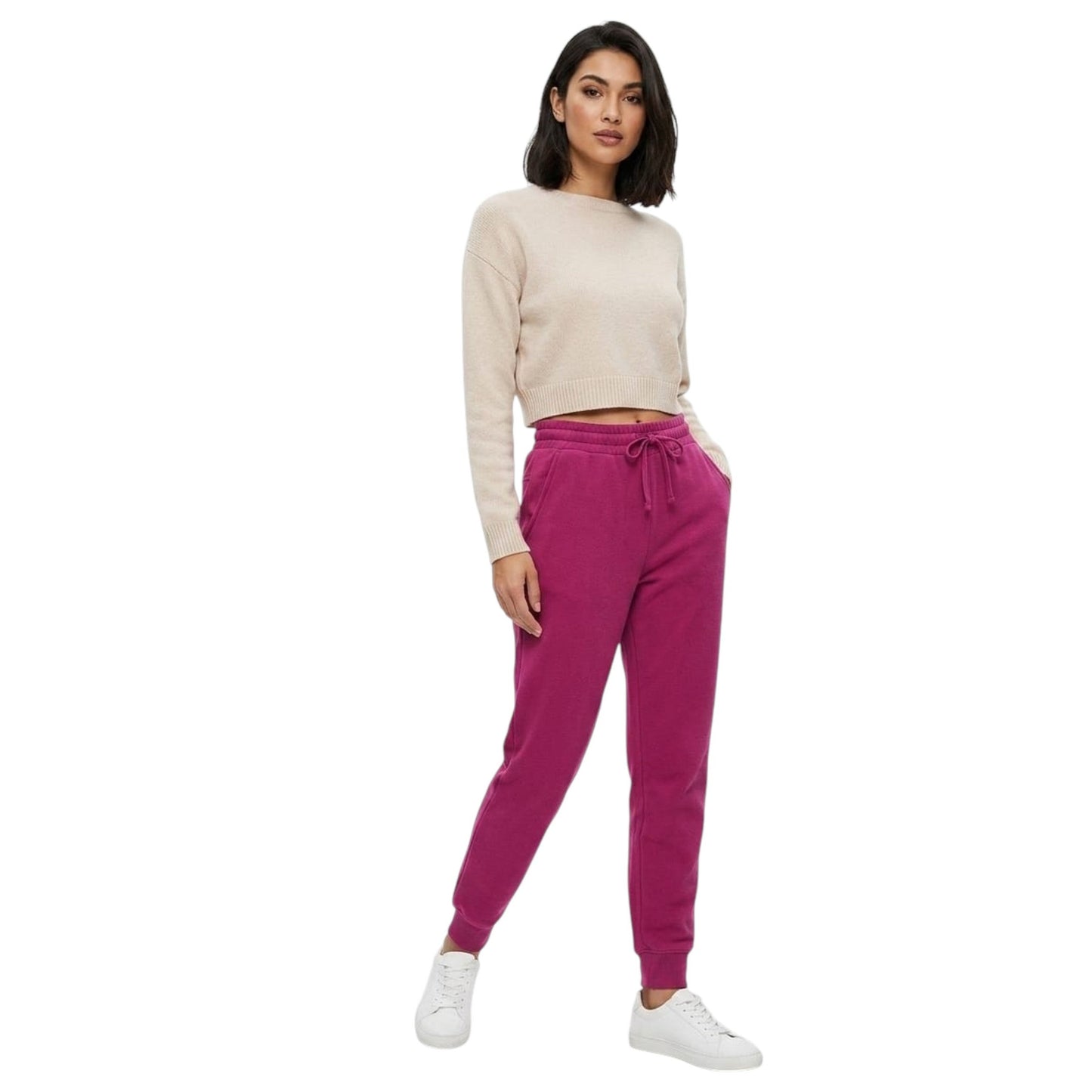 Women's Plain Solid Sport Pant,Dark Fuchsia