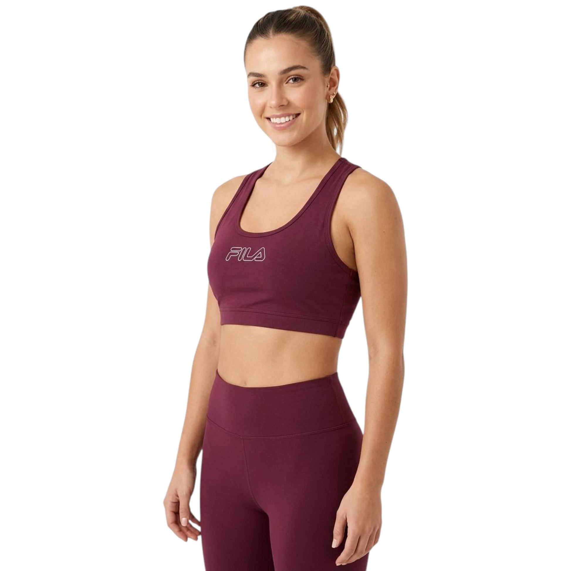 Women's Brand Logo Printed Sport Top,Burgundy