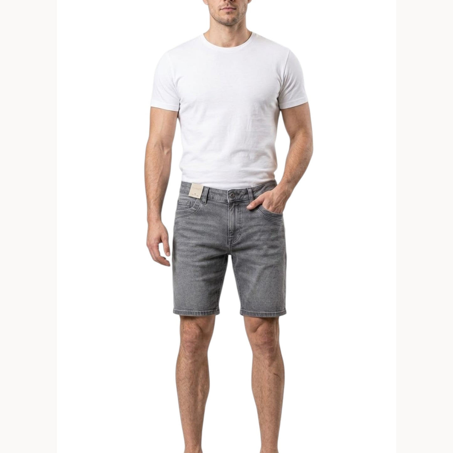 Men's Plain Solid Jeans Short,Grey