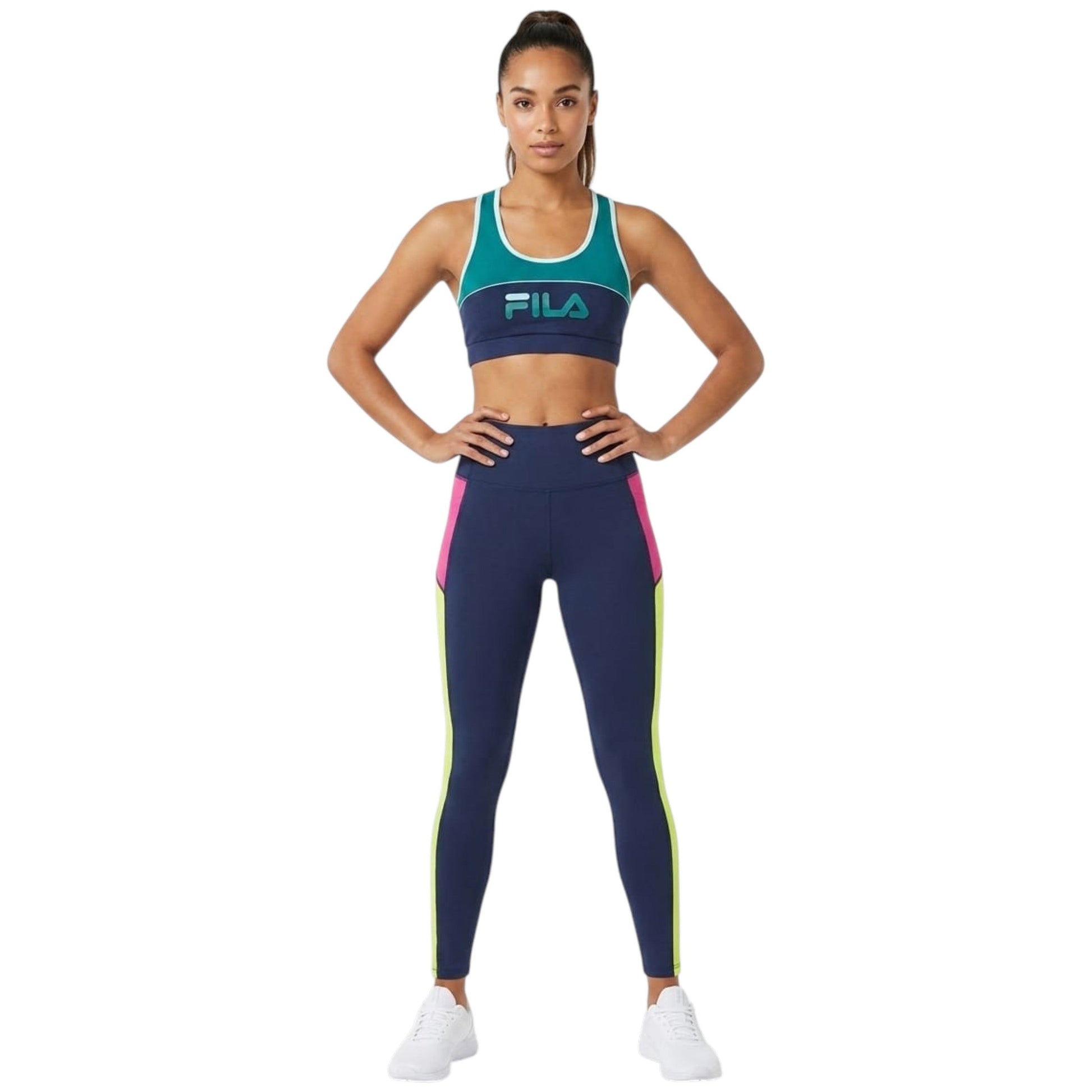 Women's Brand Logo Printed Sport Top,Navy/Green