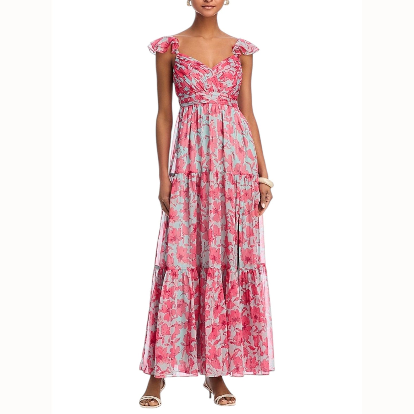 Women's Ruffled Floral Printed Dress,Multi