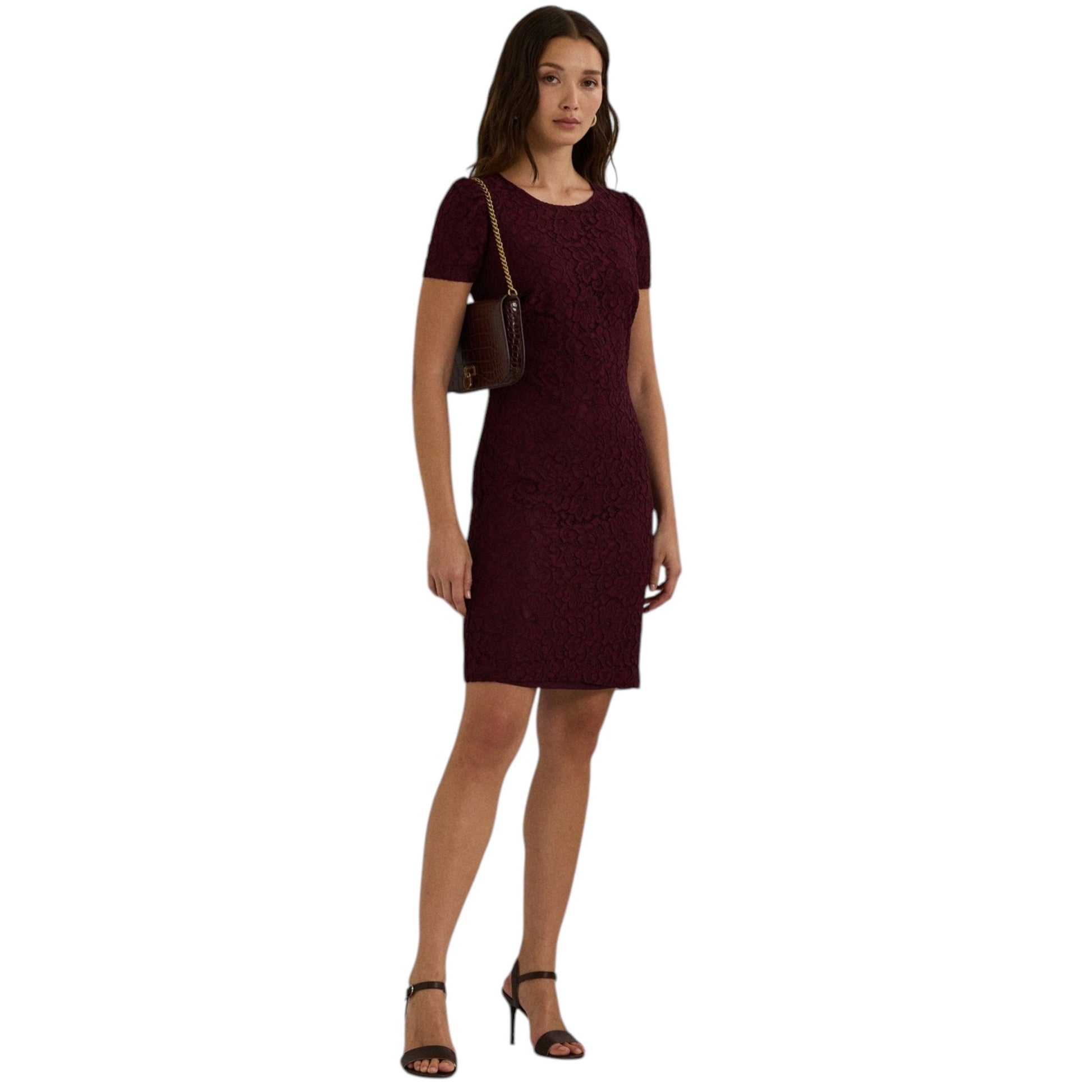 Women's Lace Dress,Burgundy