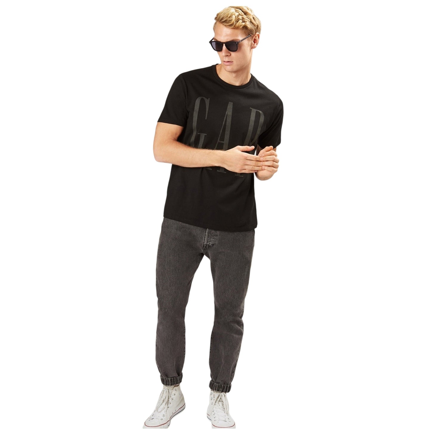 Men's Brand Logo Printed Top,Black