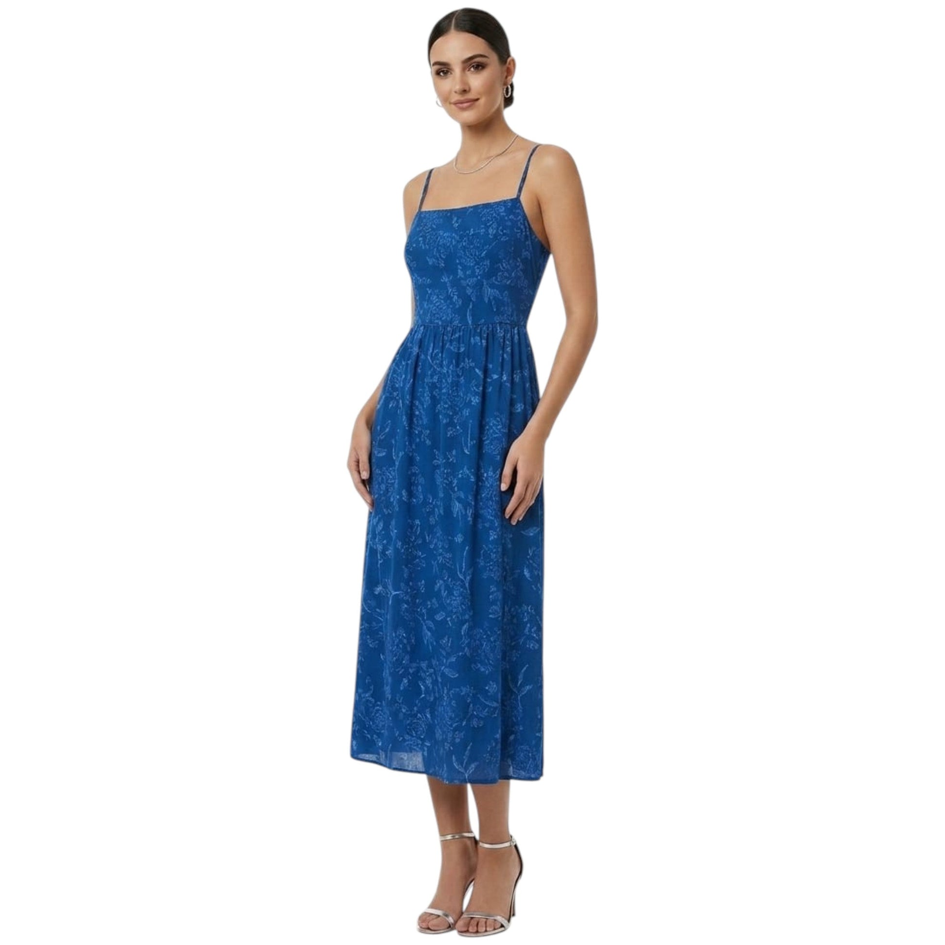 Women's Floral Printed Dress,Navy Blue