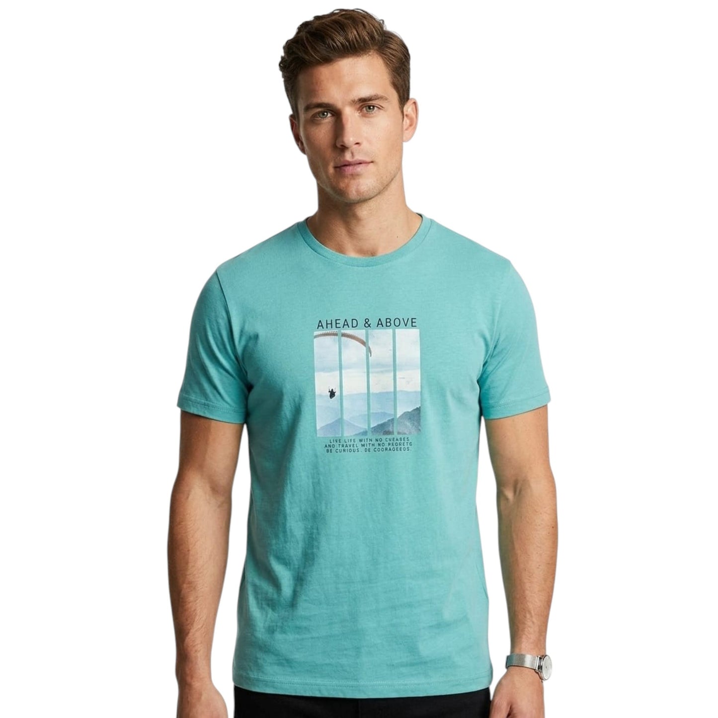 Men's Printed Top,Turquoise