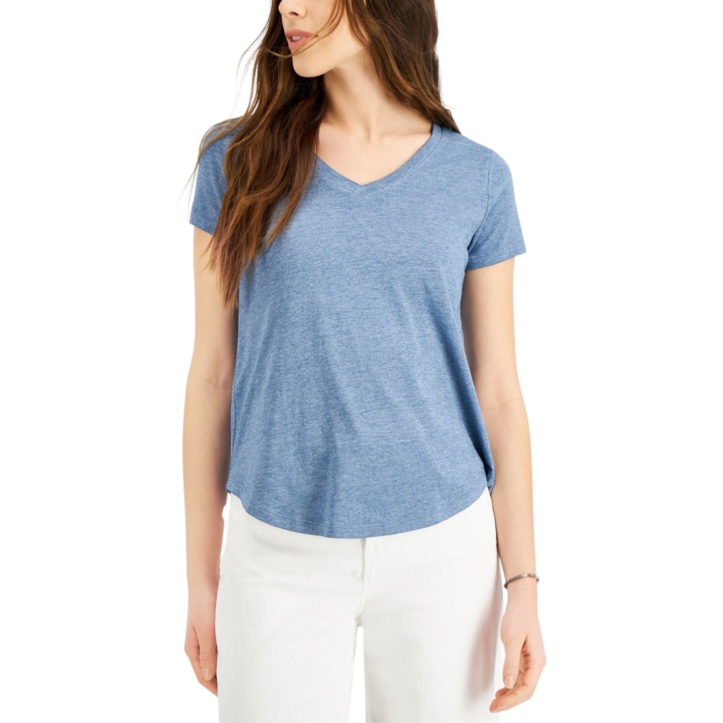 Women's Plain Solid Top,Light Navy