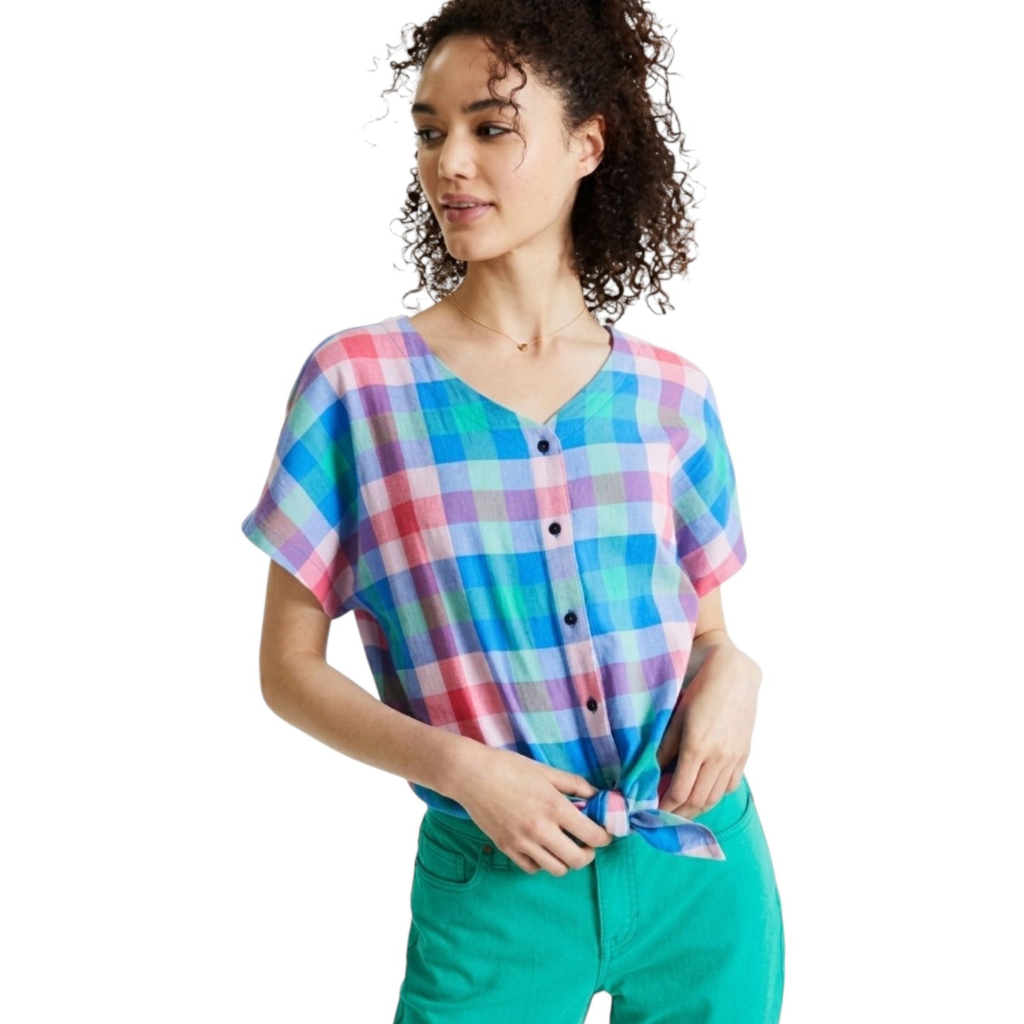 Women's Plaid Chemise,Multi