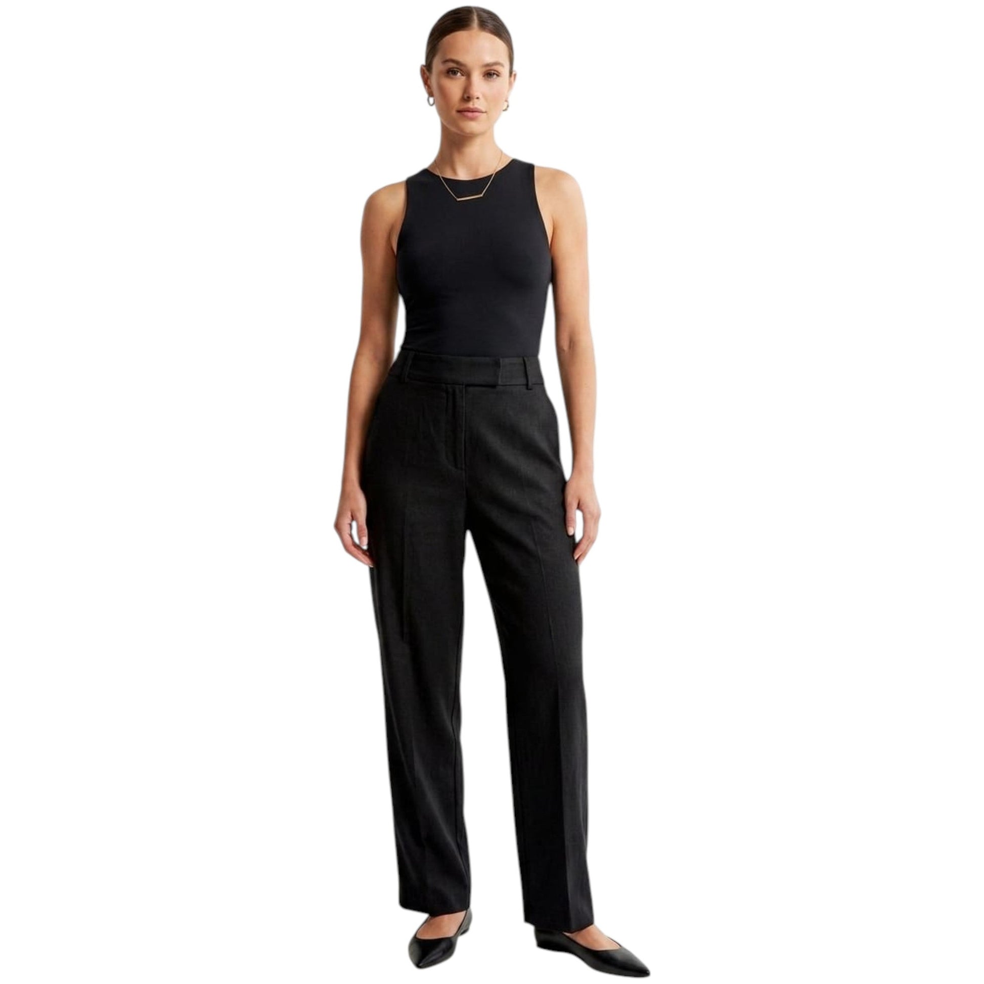 Women's Plain Solid Classic Pant,Black