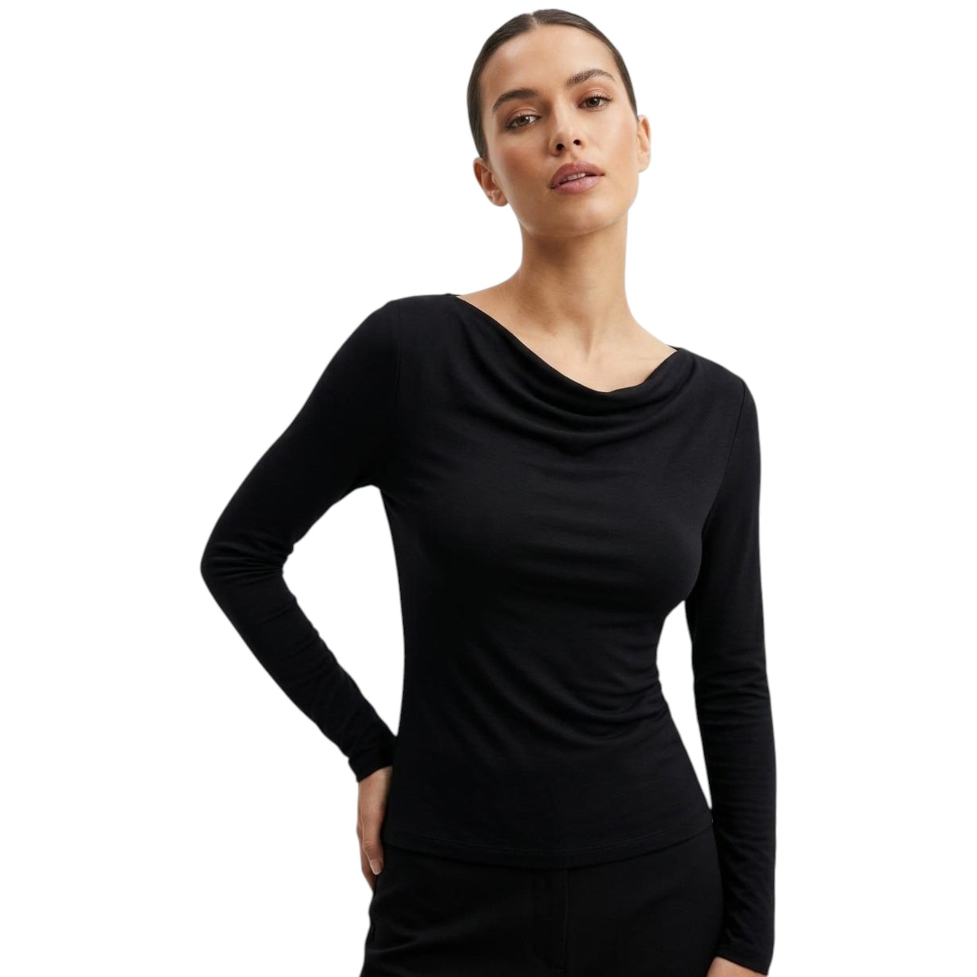 Women's Plain Solid Top,Black