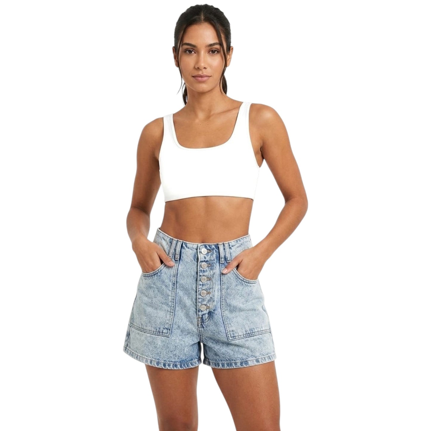 Women's Plain Solid Short,Light Blue