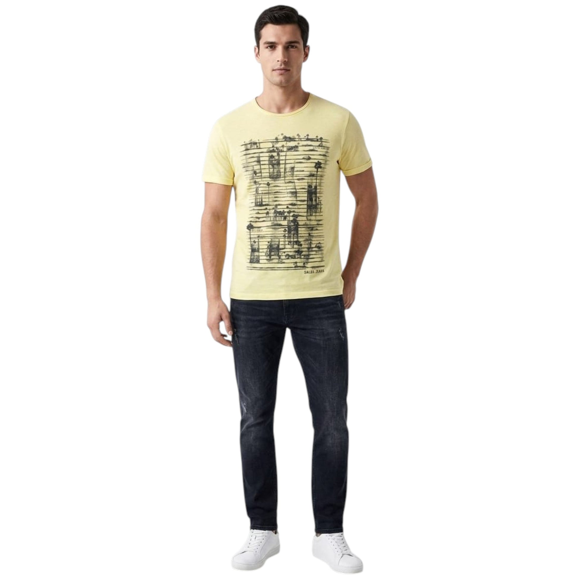 Men's Printed Top,Yellow