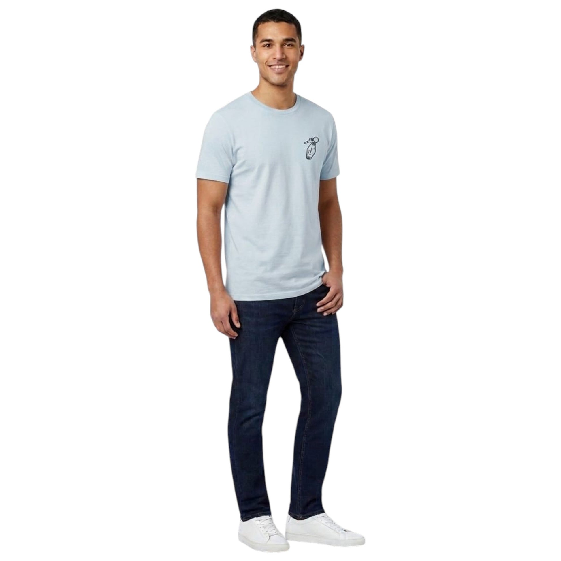 Men's Printed Back Top,Light Blue