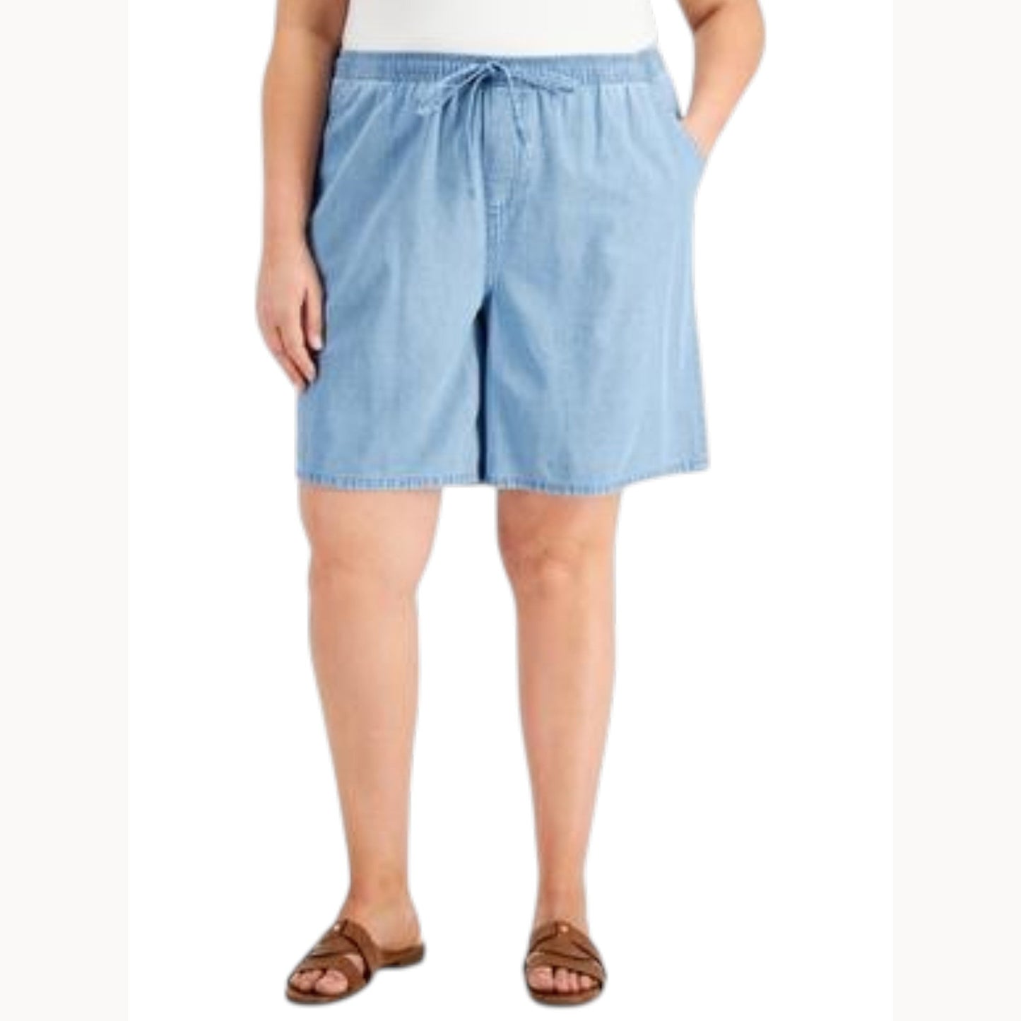 Women's Plain Solid Short,Light Blue
