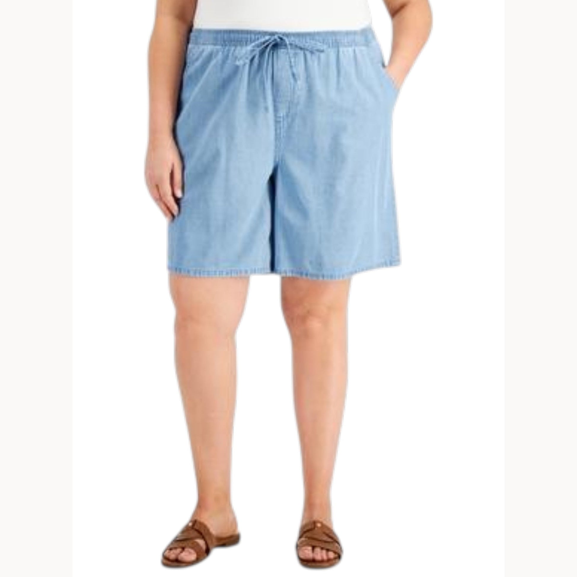 Women's Plain Solid Short,Light Blue