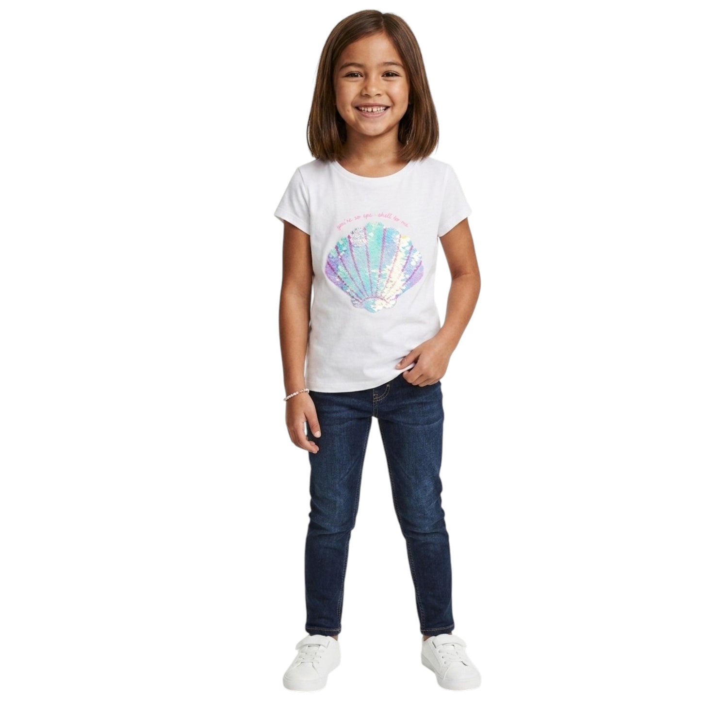 Kids Girl's Sequined Top,White