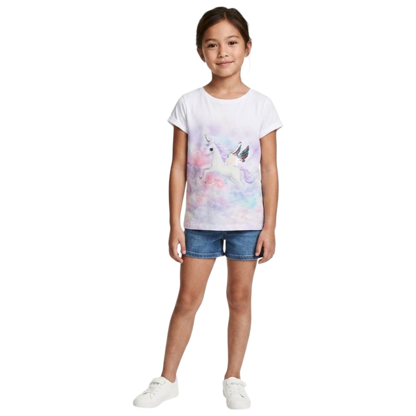 Kids Girl's Sequined Top,White