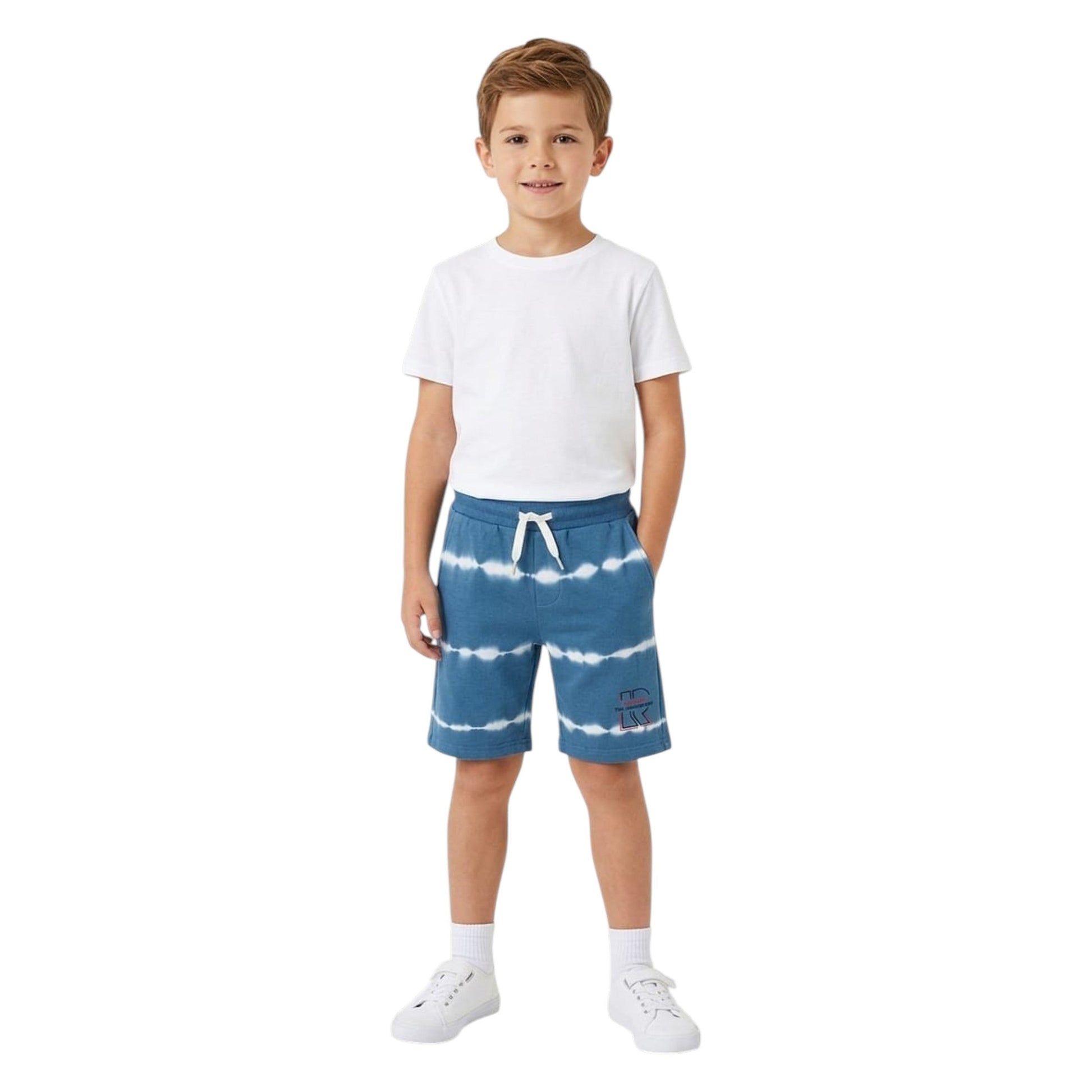 Kids Boy's White Stripped Short,Blue