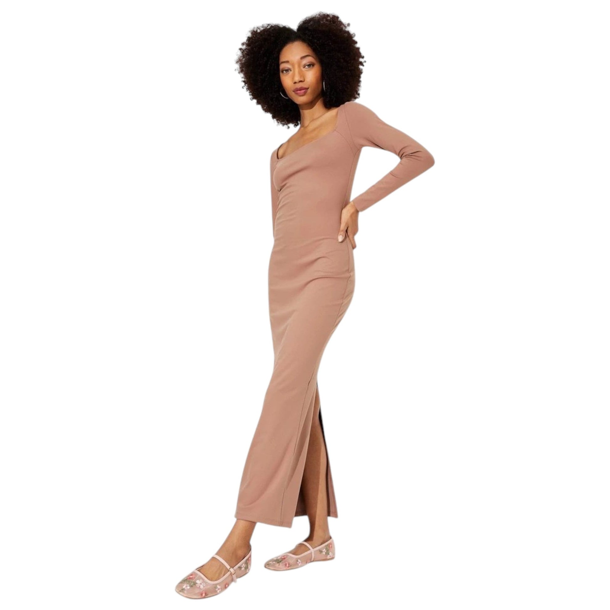 Women's Plain Dress,Light Brown