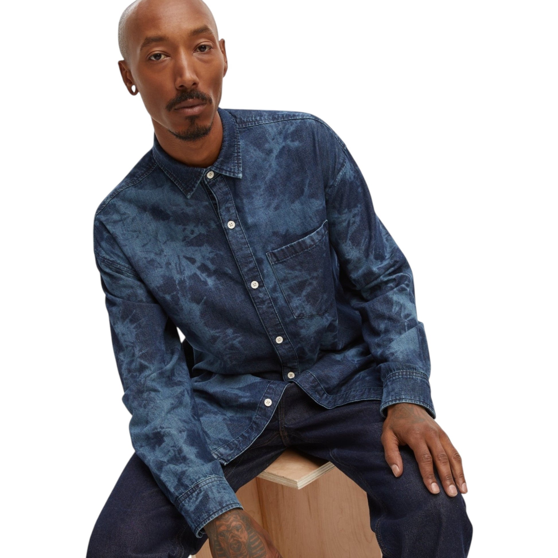 Men's Washed Heather Dress Shirt,Navy