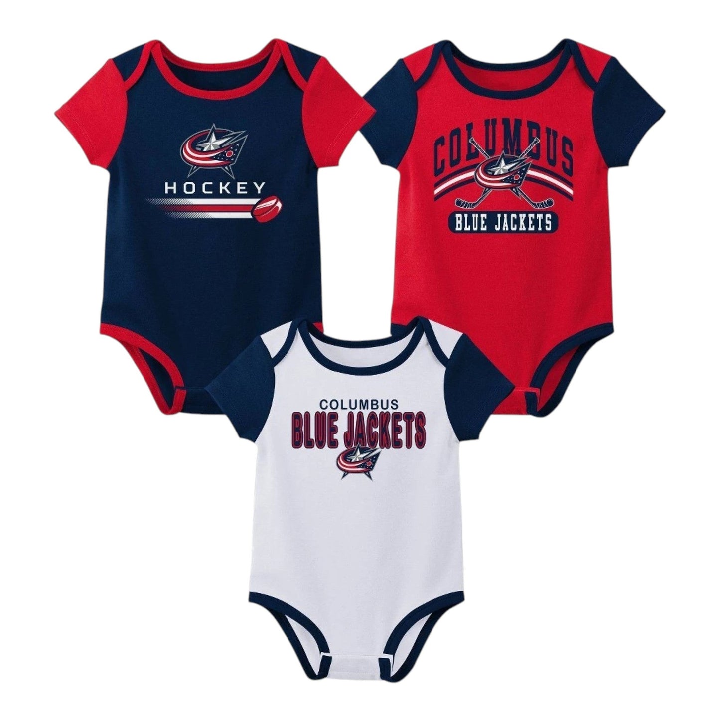 Kids Boy's Printed Bodysuit Set 3Pieces,Red/Navy
