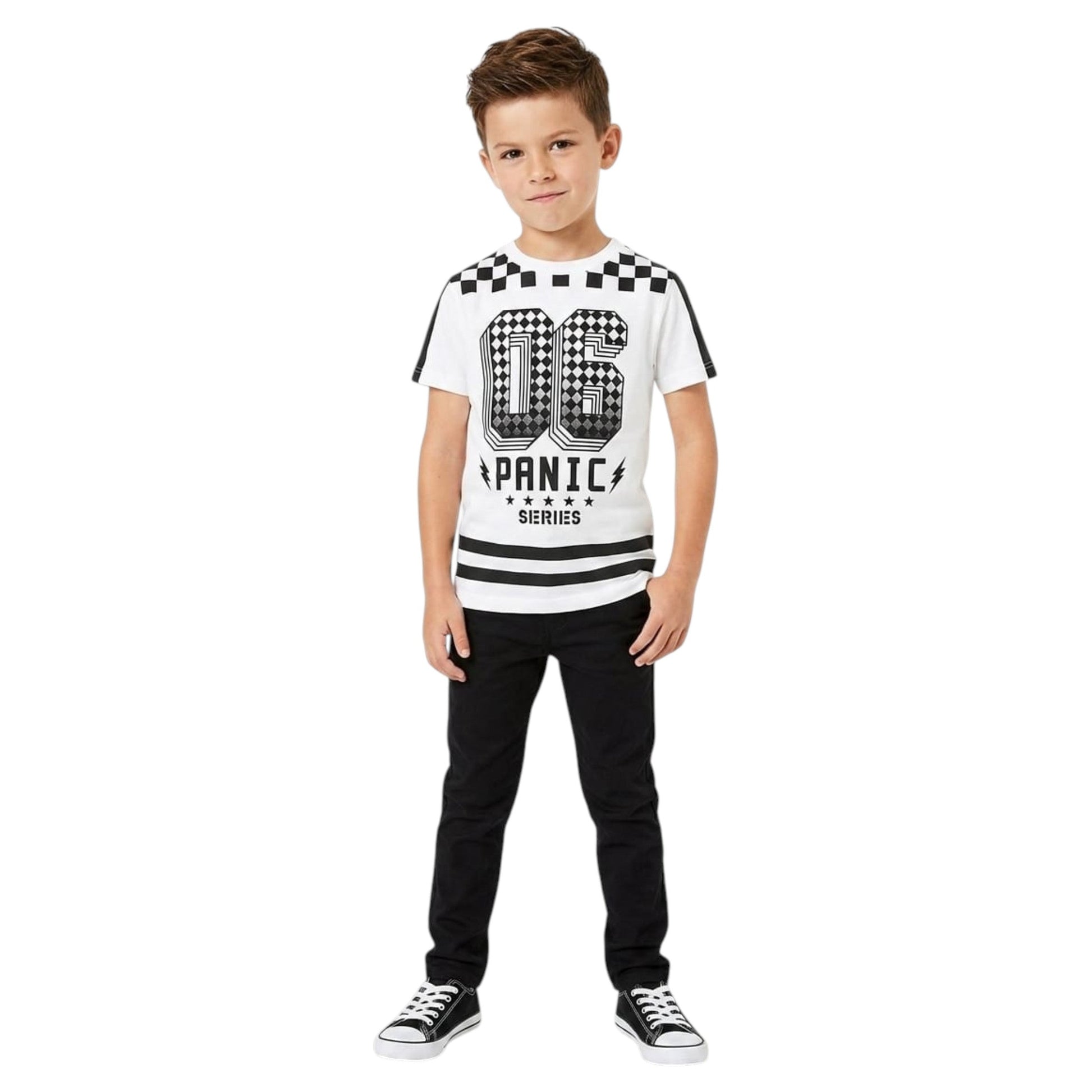 Kids Boy's Colorblocked Printed Top,White