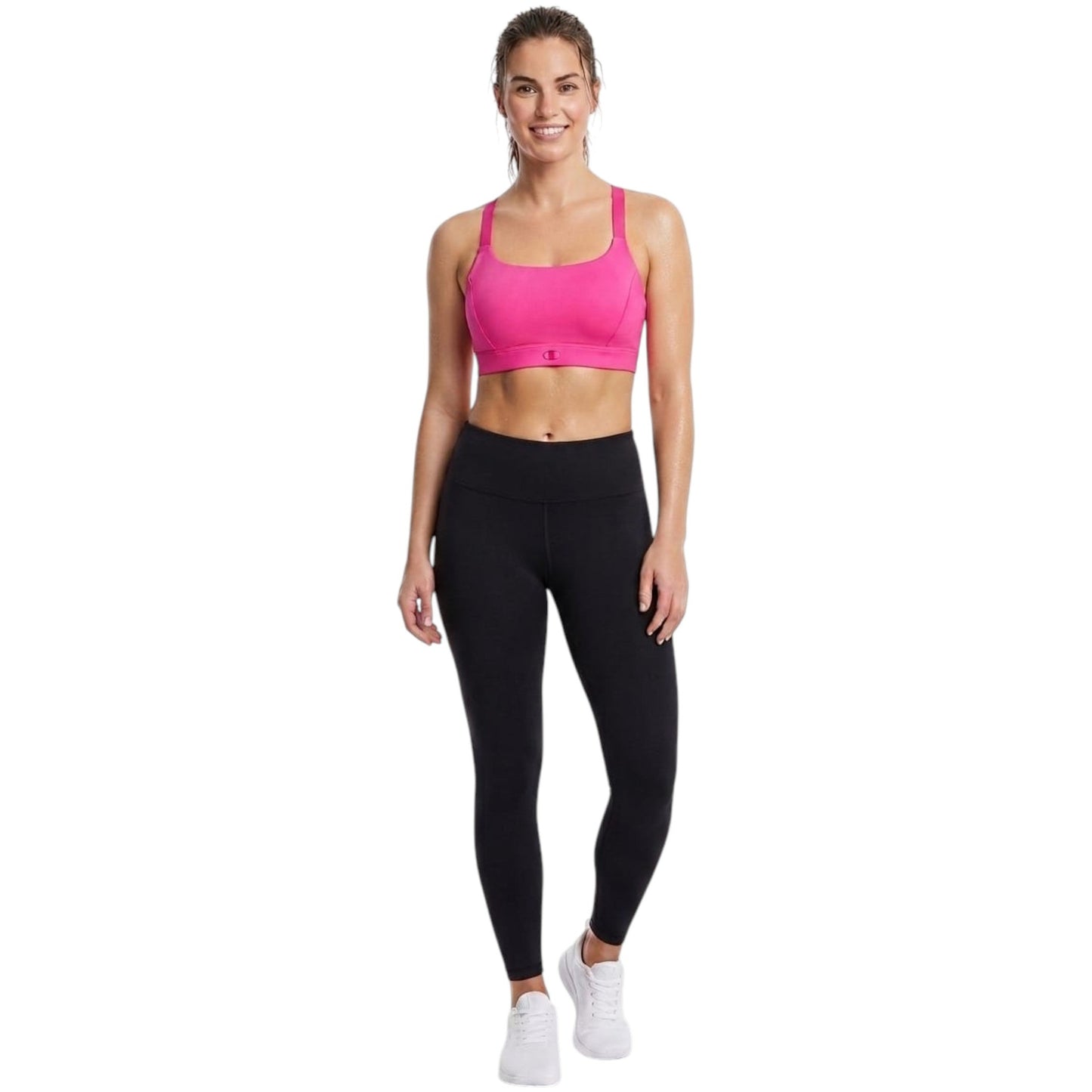 Women's Plain Adjustable Sleeves Sport Bra,Pink