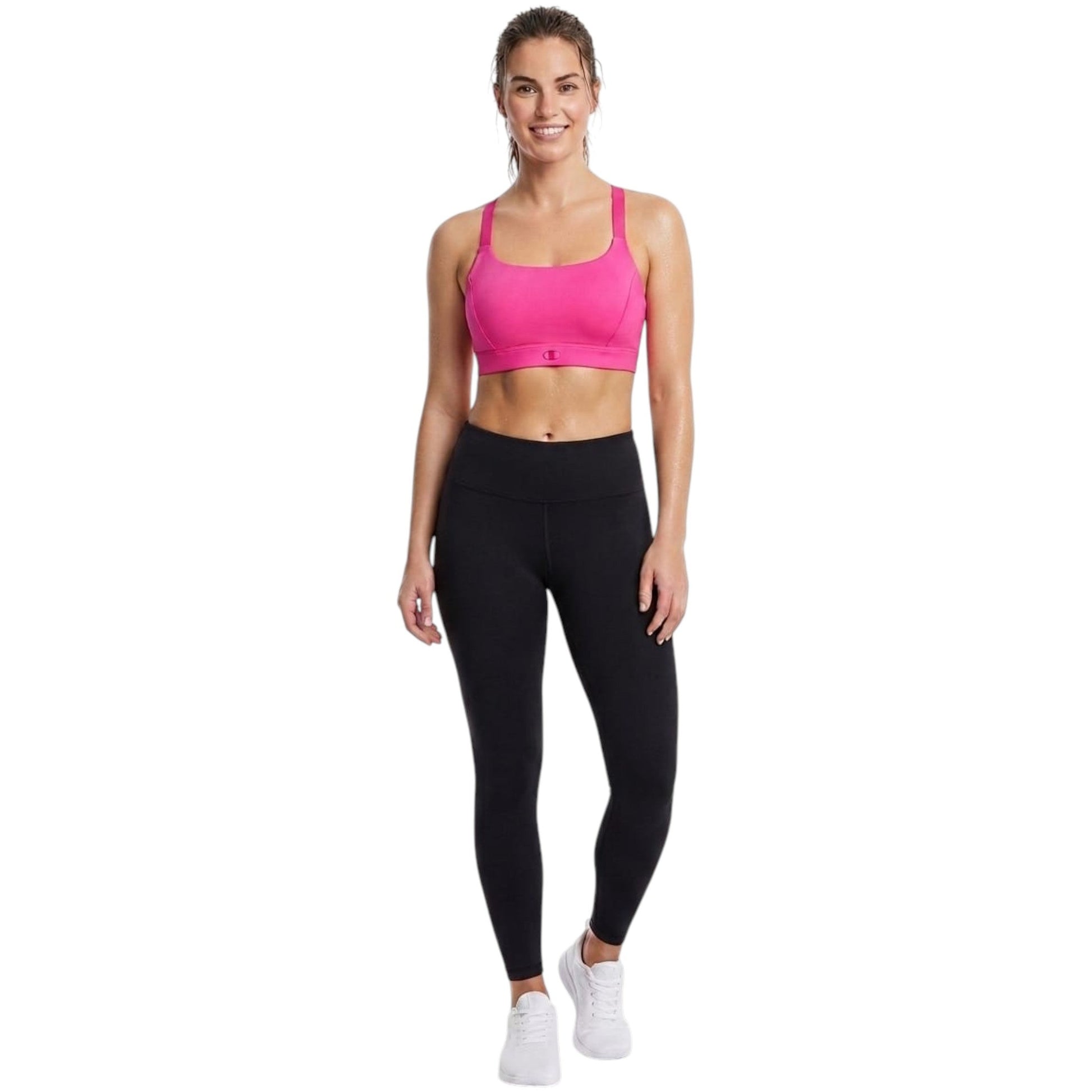 Women's Plain Adjustable Sleeves Sport Bra,Pink