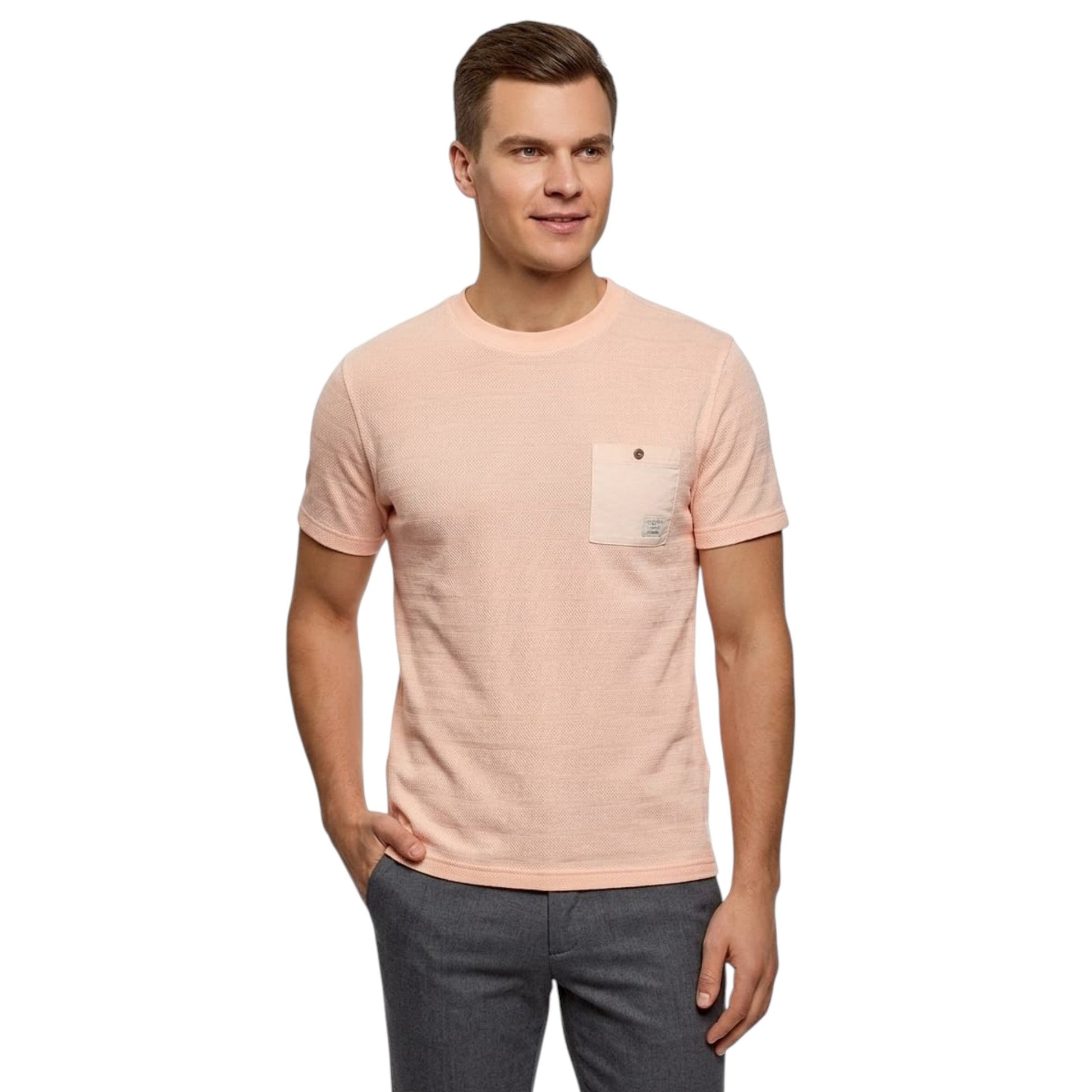 Men's Textu8red Top,Light Apricot