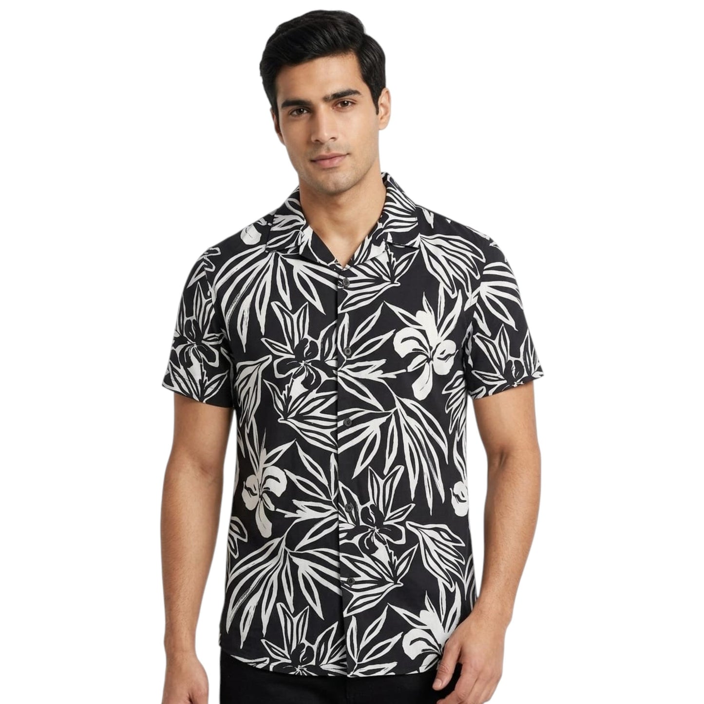 Men's Printed Dress Shirt,Black