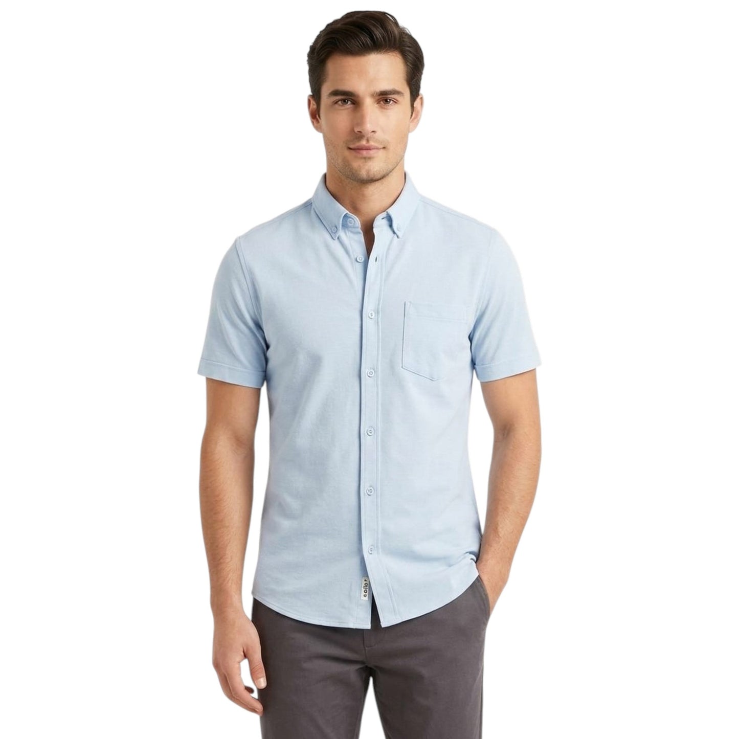 Men's Knitted Dress Shirt,Light Blue