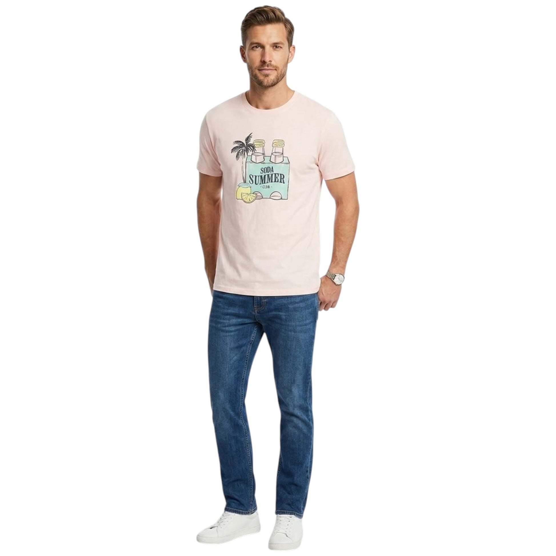 Men's Printed Top,Light Apricot
