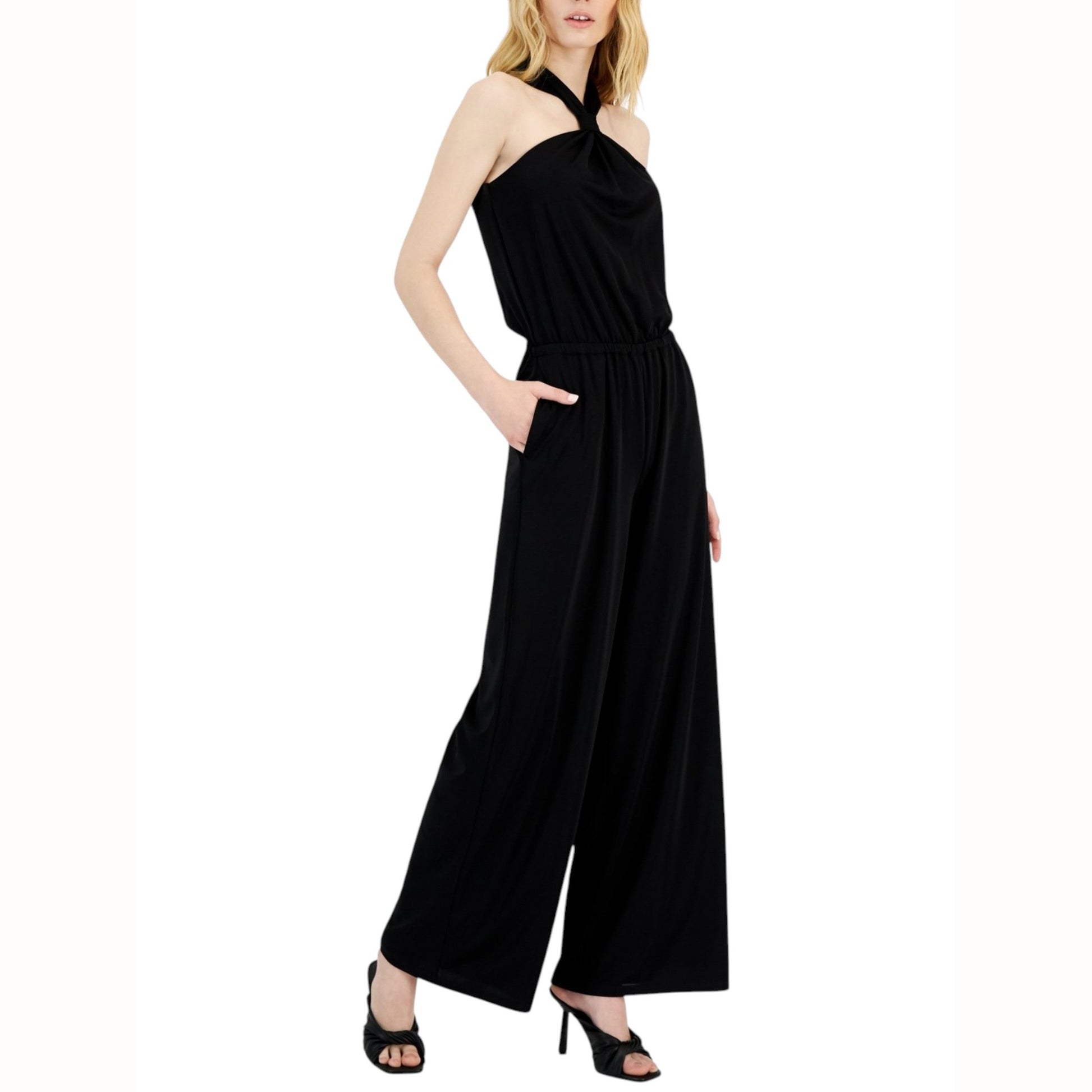 Women's Plain Solid Jumpsuit,Black
