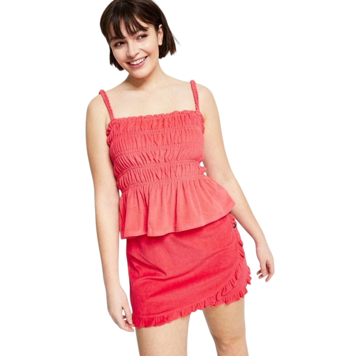 Women's Textured Top,Coral