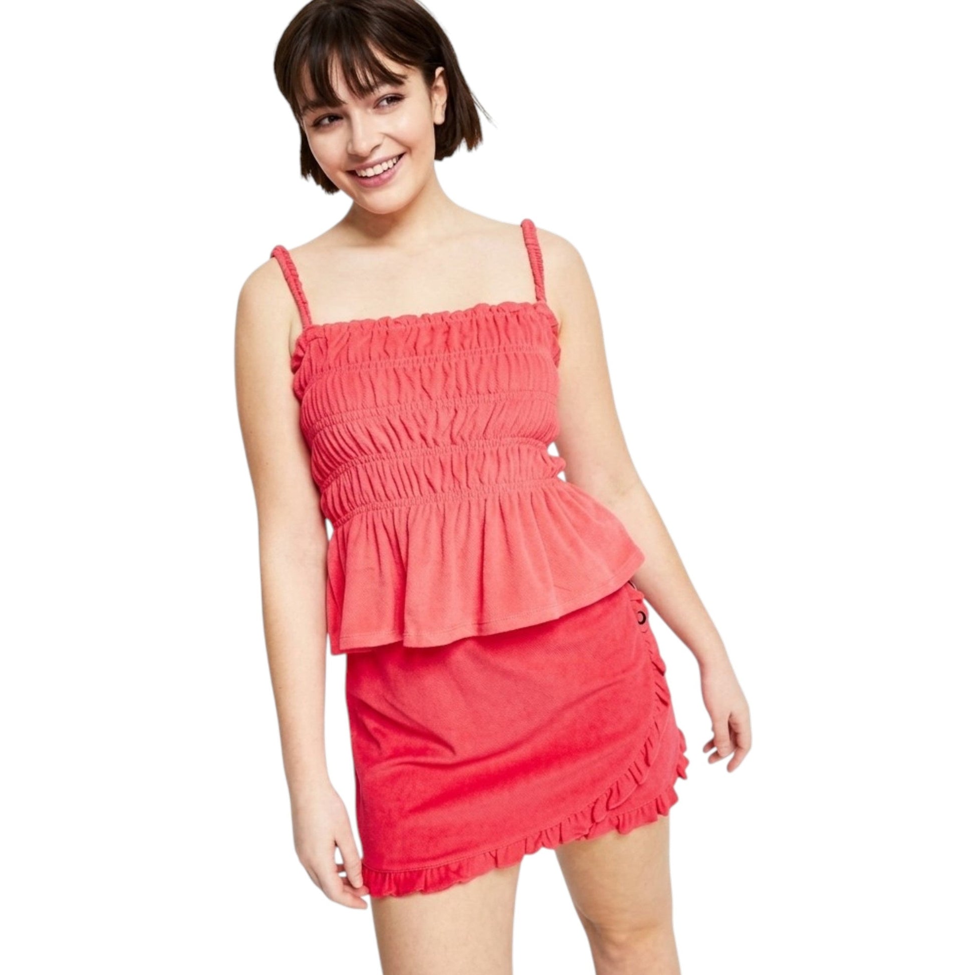 Women's Textured Top,Coral