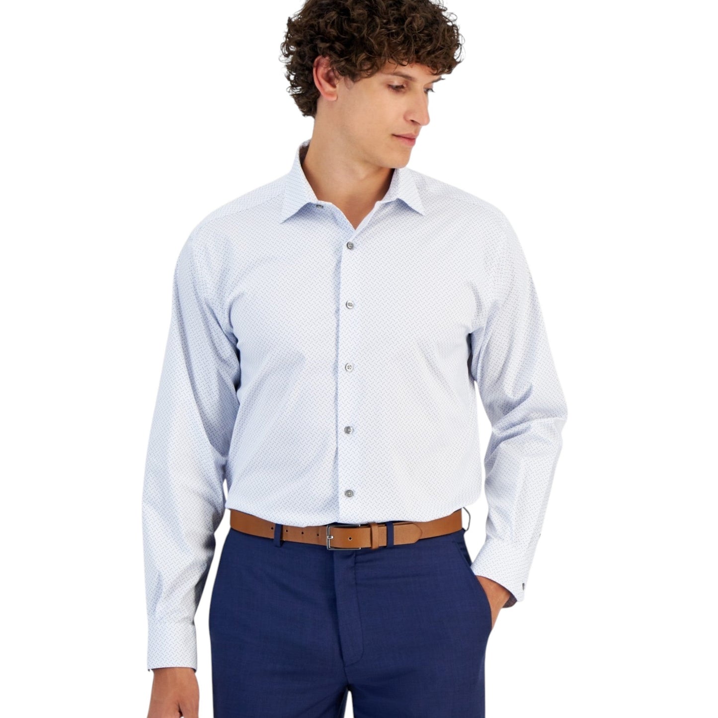 Men's Printed Dress Shirt,Light Blue