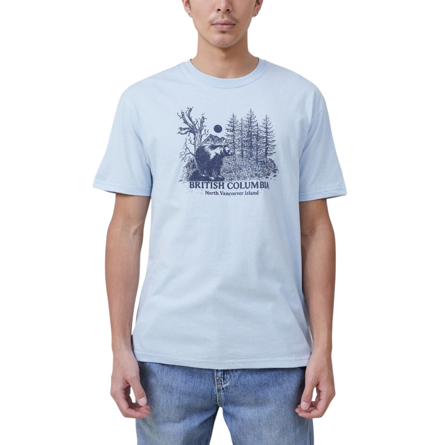 Men's Printed Top,Light Blue