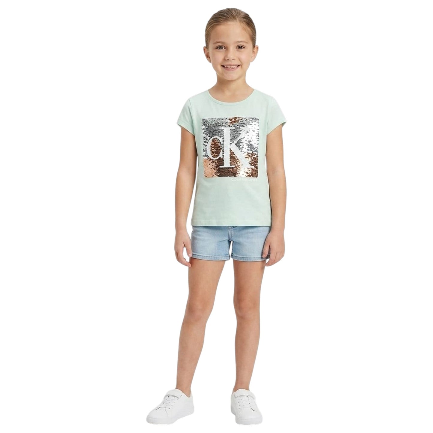 Kids Girl's Sequined Top,Light Mint