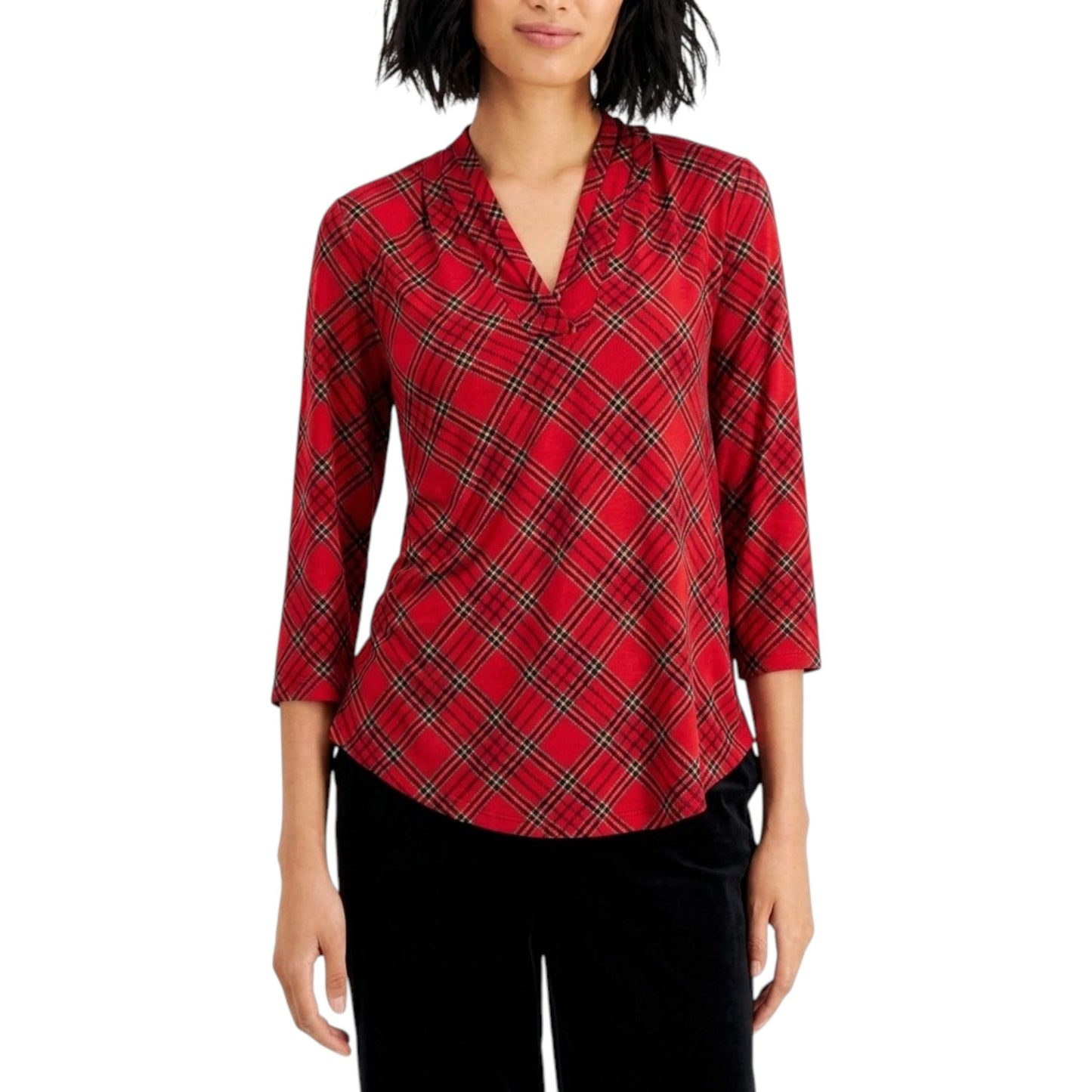 Women's Plaid Top,Red