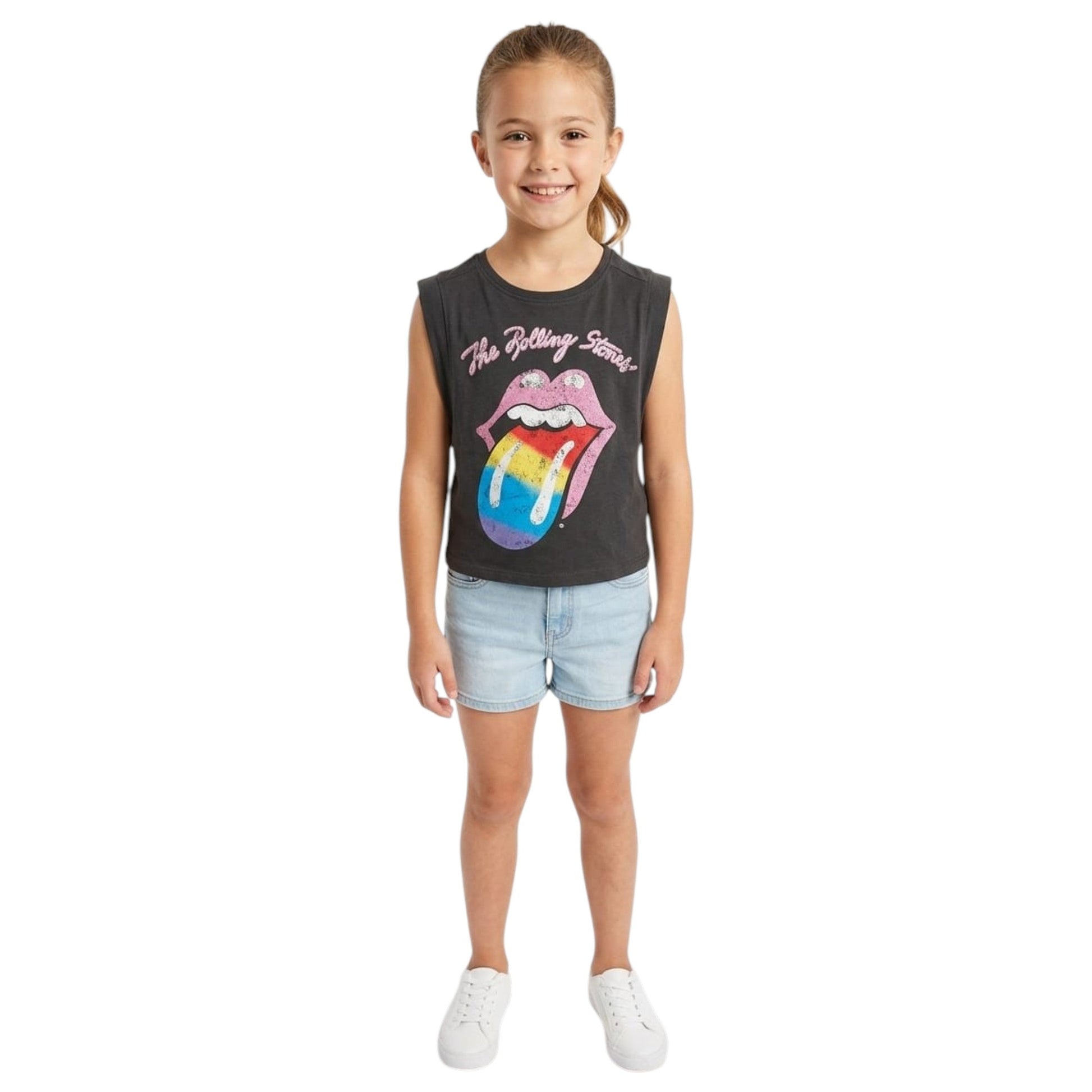 Kids Girl's Printed Top,Dark Grey