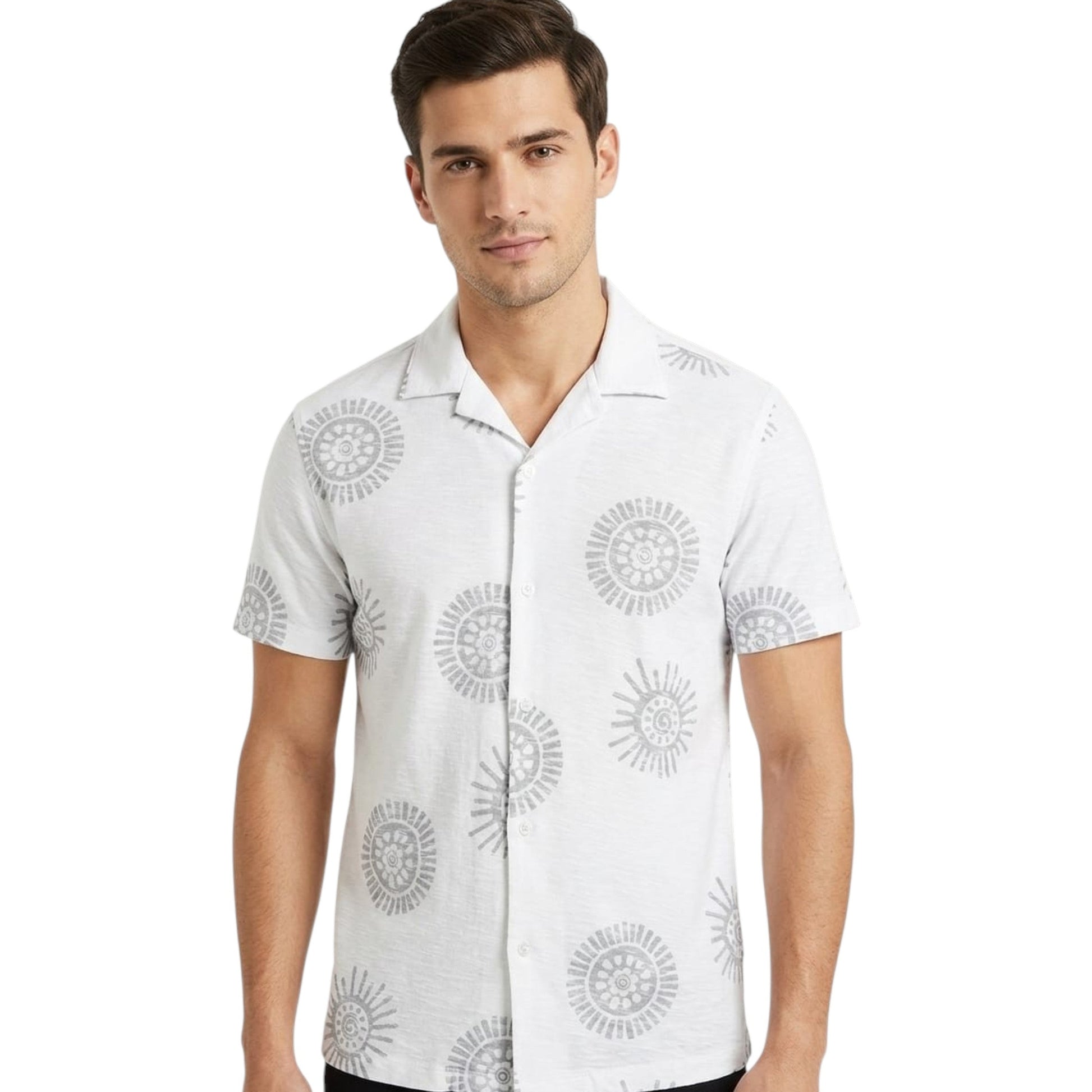 Men's Printed Dress Shirt,White