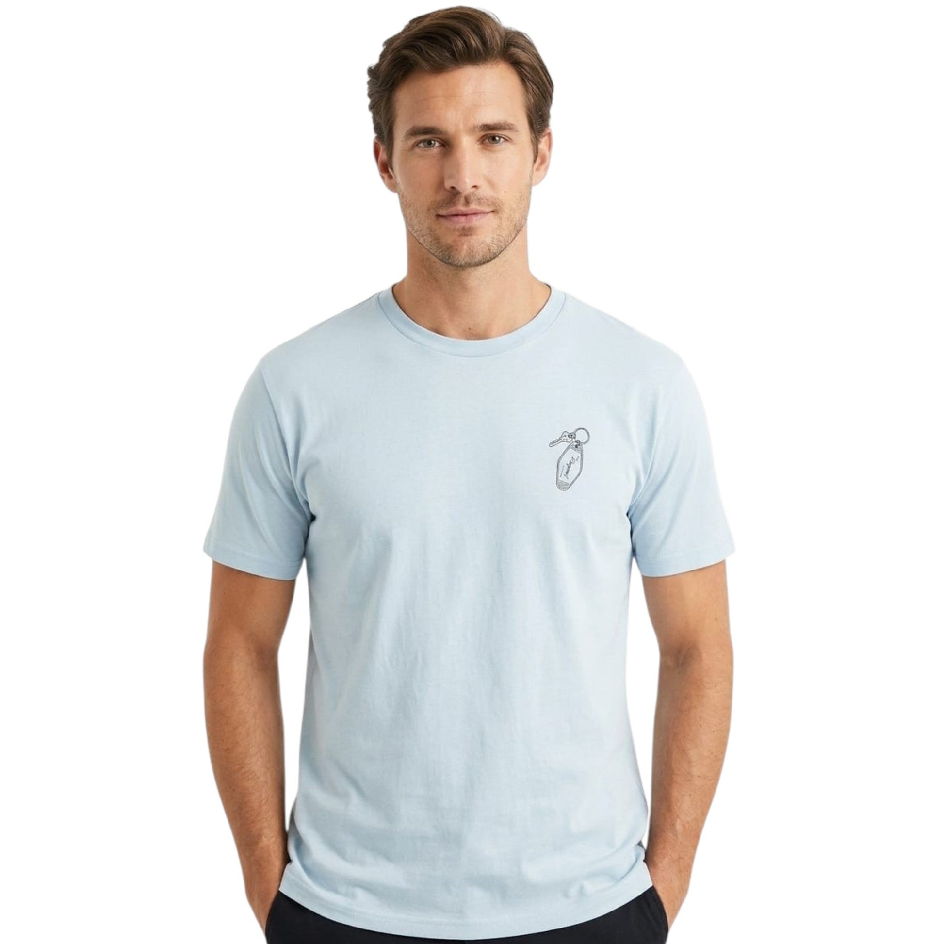 Men's Back Printed Top,Light Blue