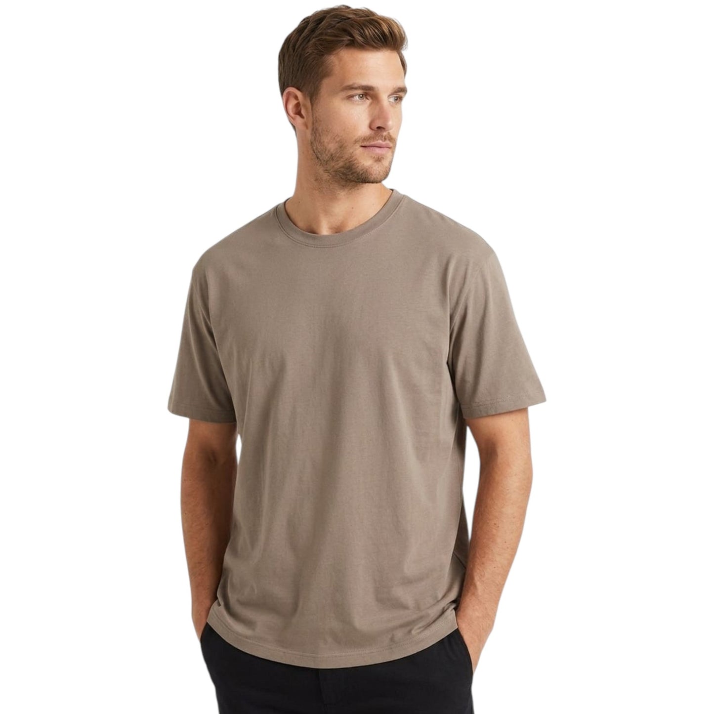 Men's Plain Top,Dark Beige