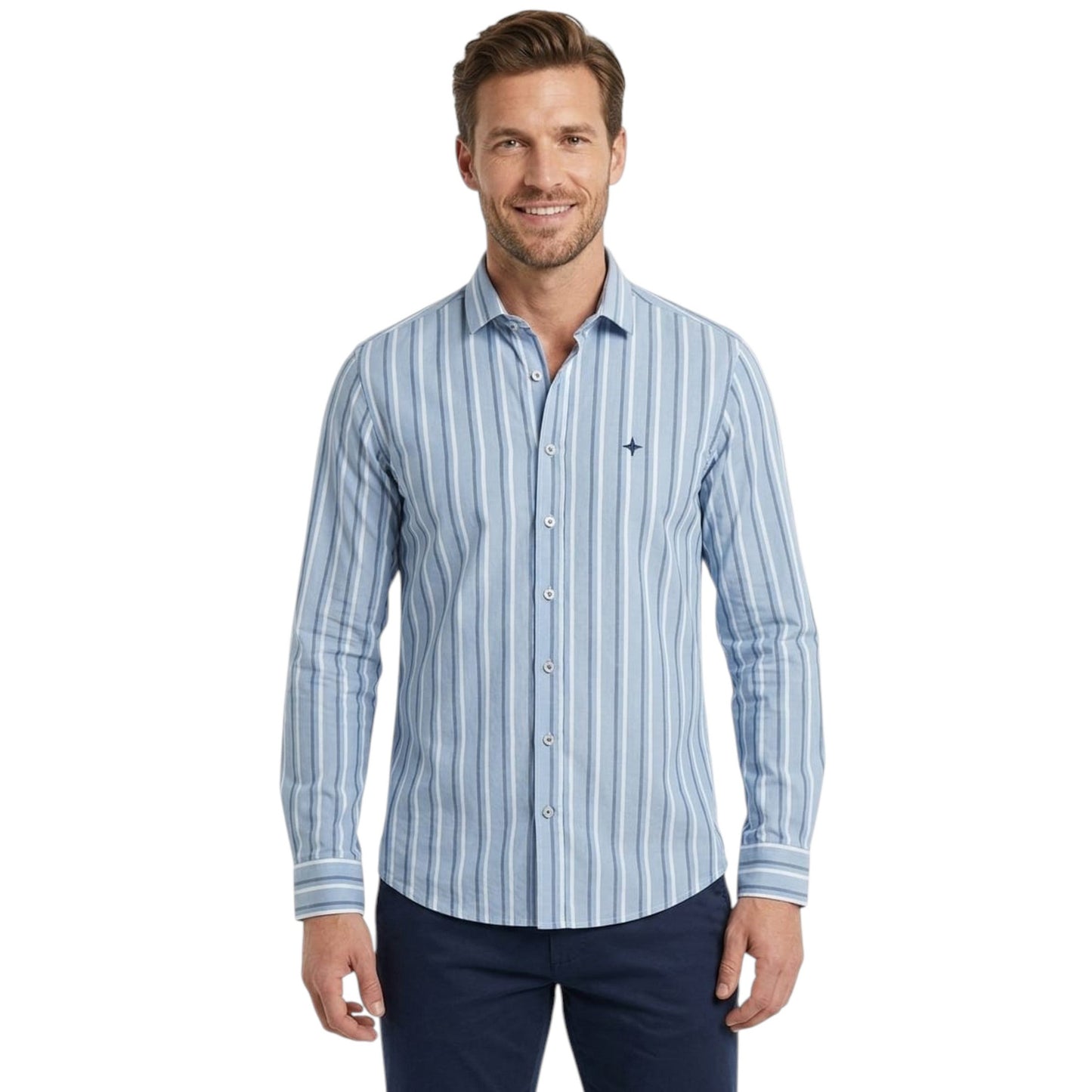 Men's Stripped Dress Shirt,Blue