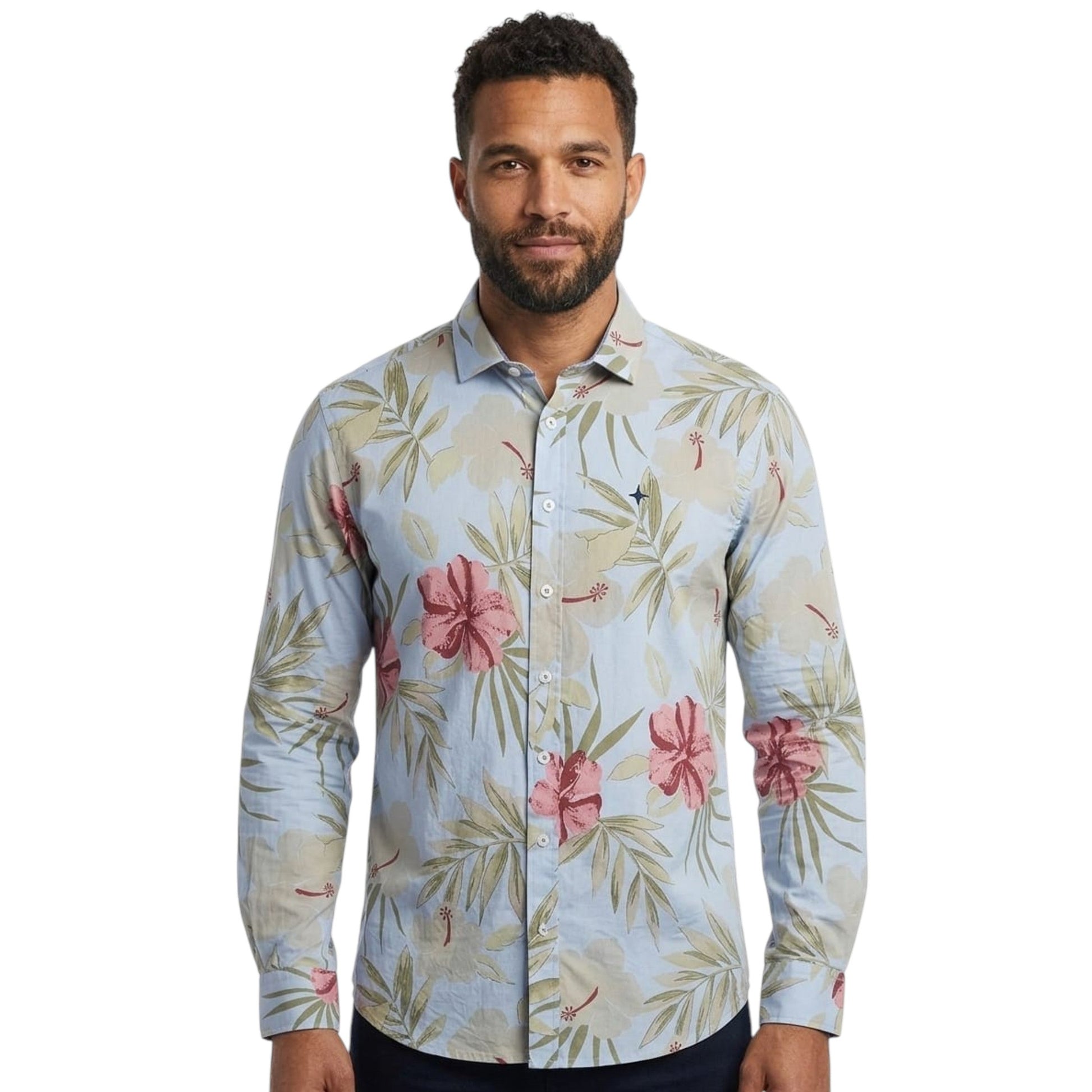 Men's Printed Dress Shirt,Light Blue