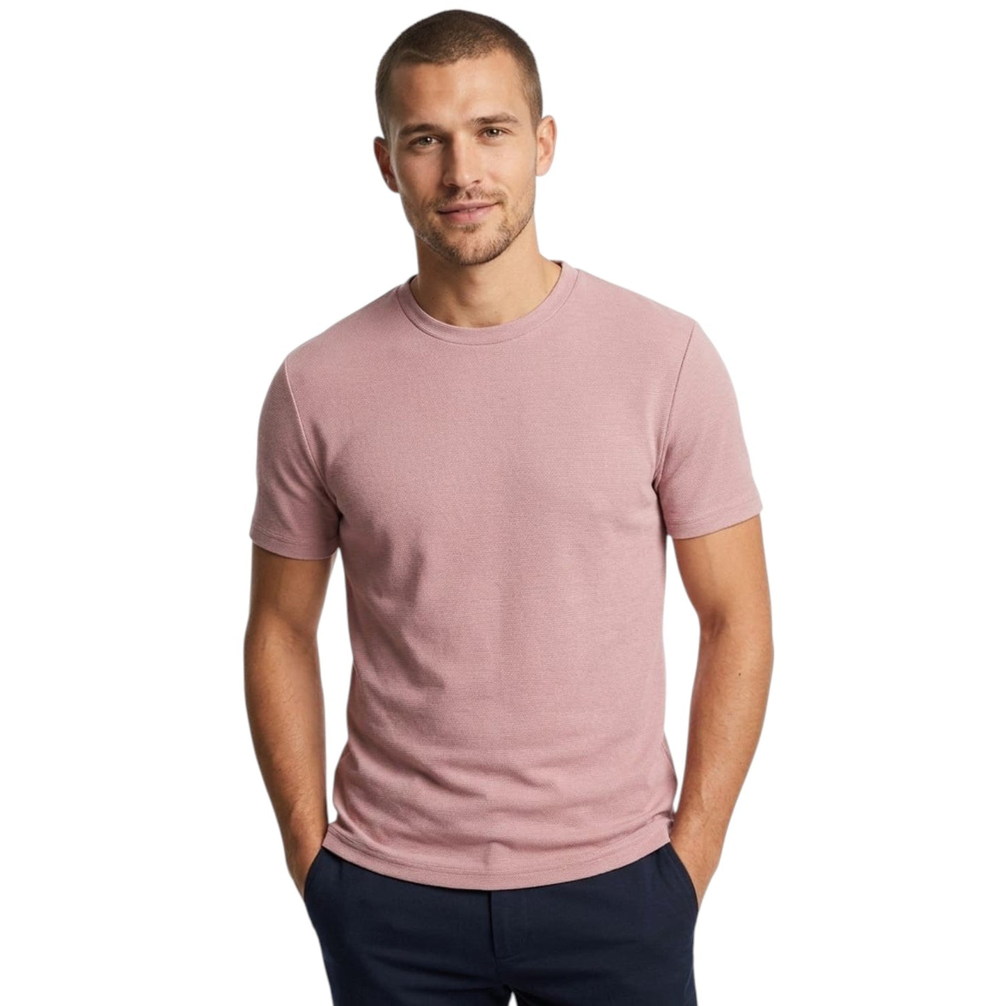 Men's Stripped Knitted Top,Dusty Rose