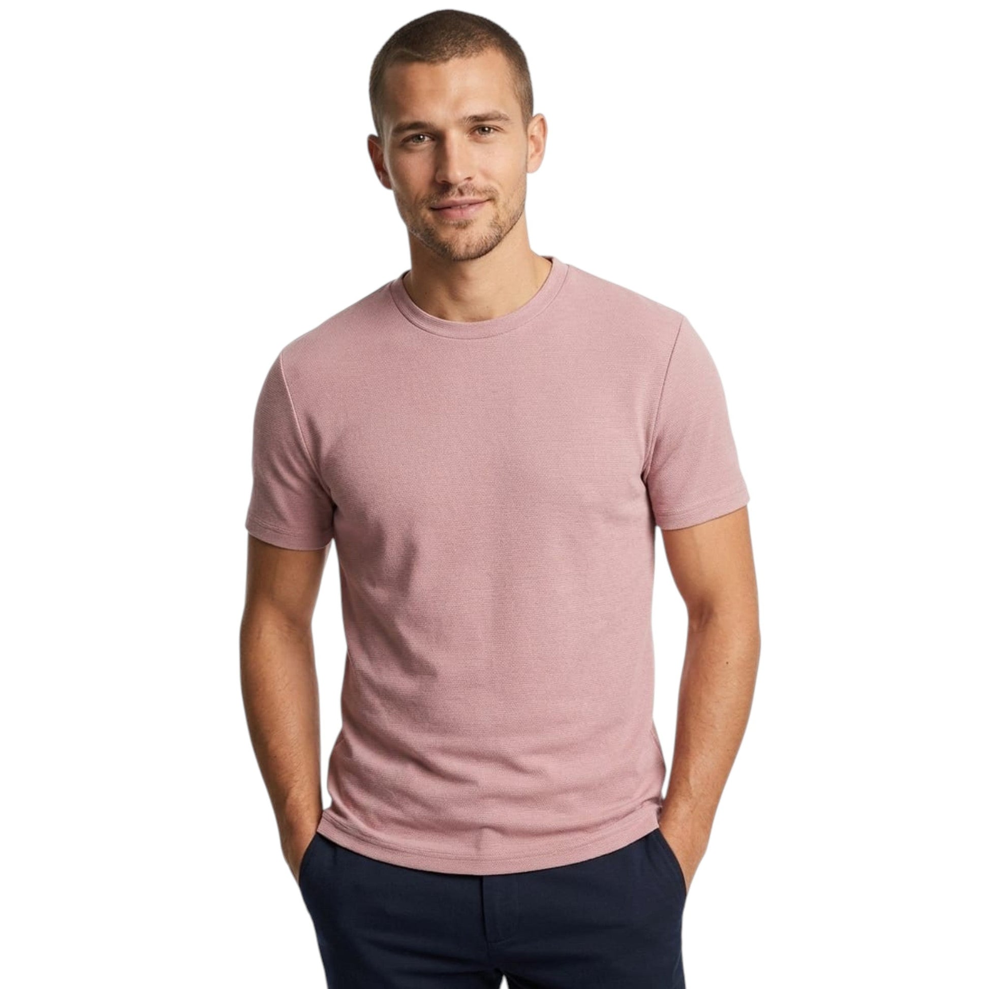 Men's Stripped Knitted Top,Dusty Rose