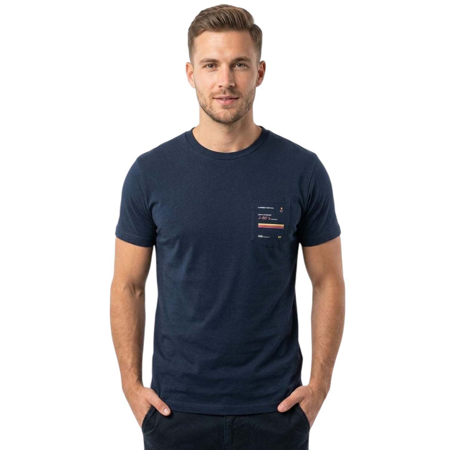 Men's Back Printed Top,Navy