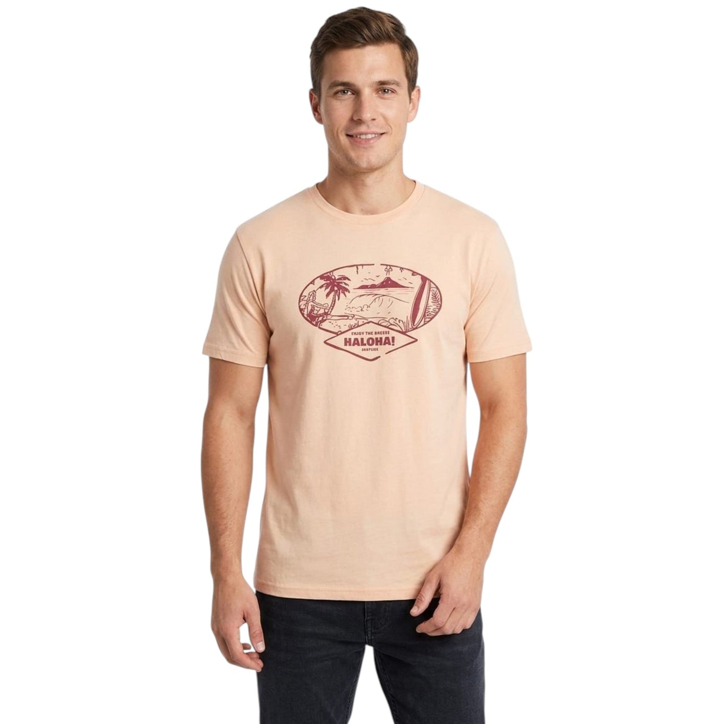 Men's Printed Top,Apricot