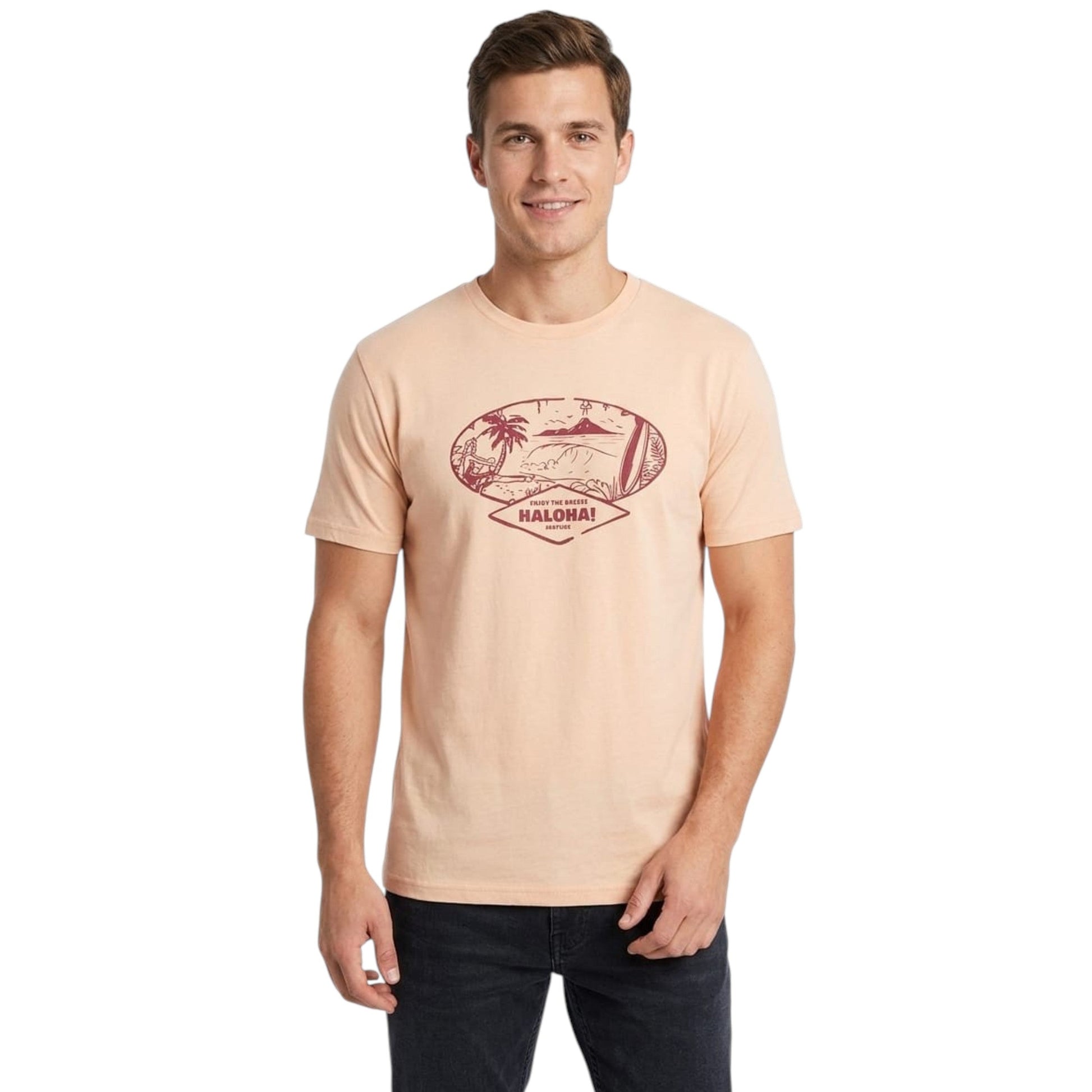 Men's Printed Top,Apricot