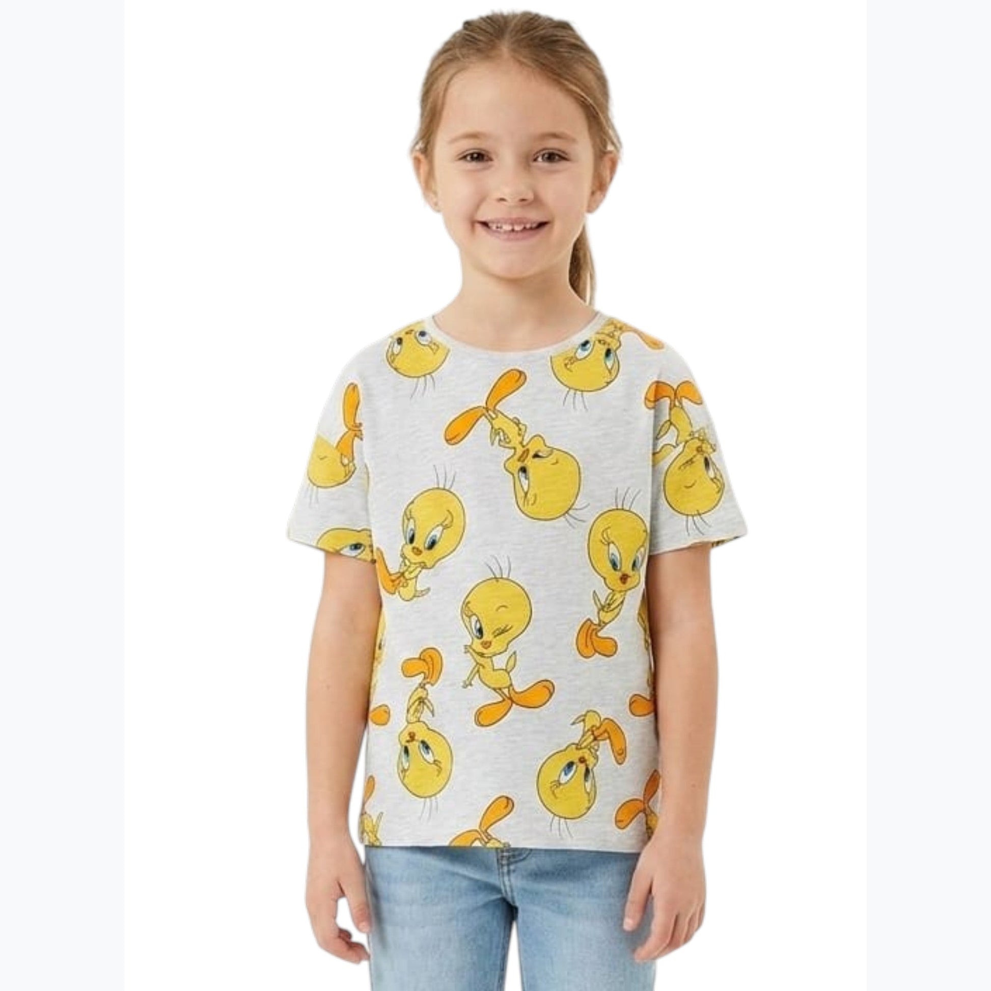 Kids Girl's Printed Top,Light Grey